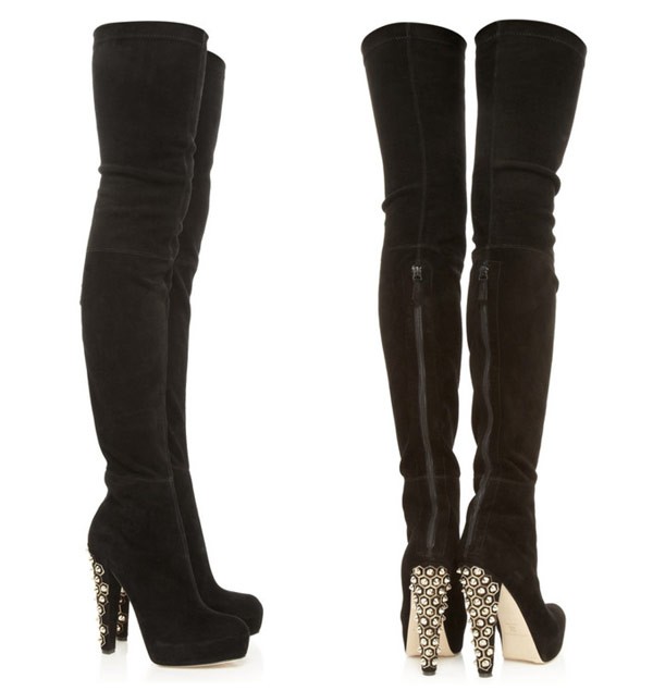 knee high boots thick heel