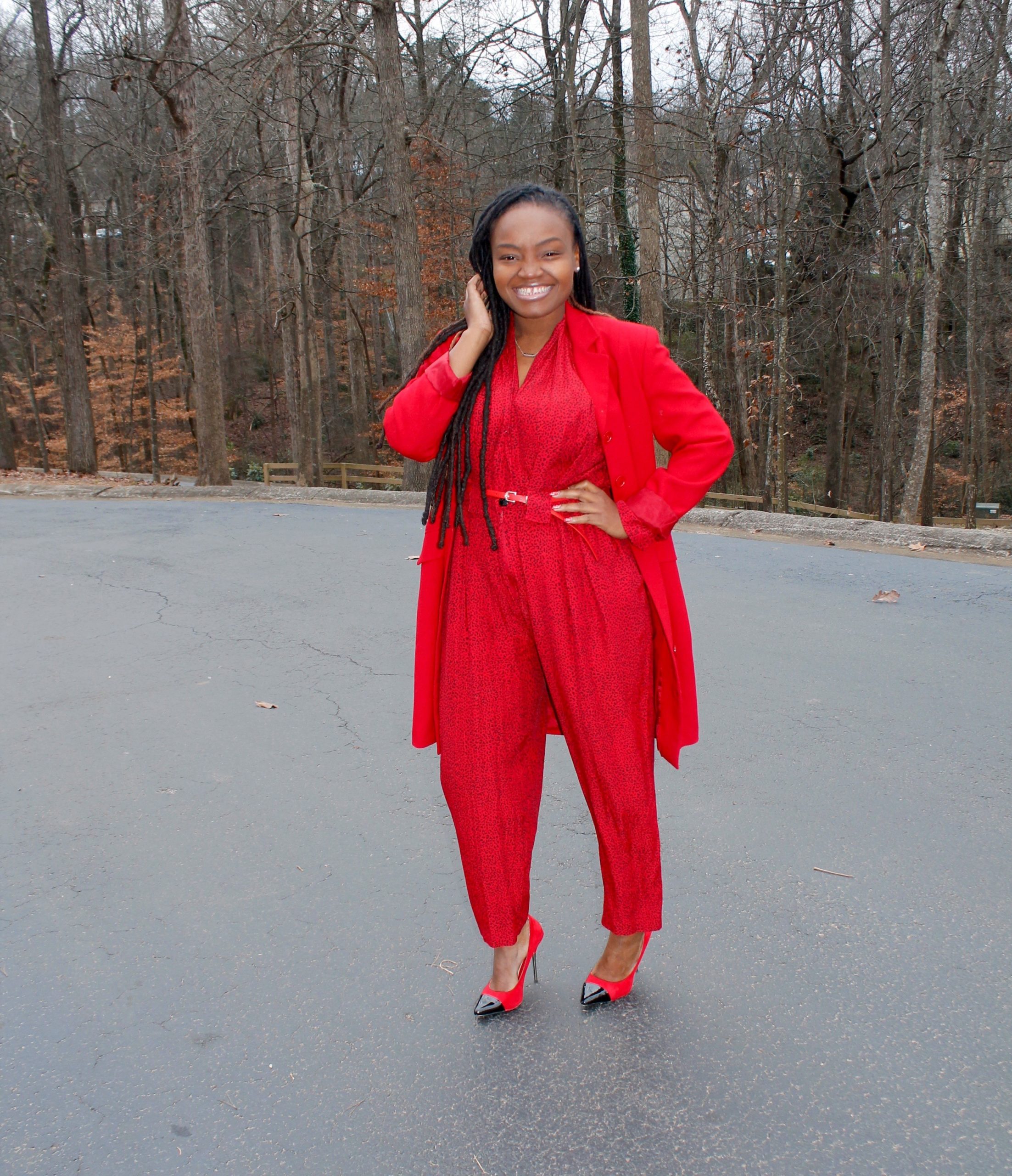 STYLE BOOK: FIRST SUNDAY BEST- RED JUMPSUIT