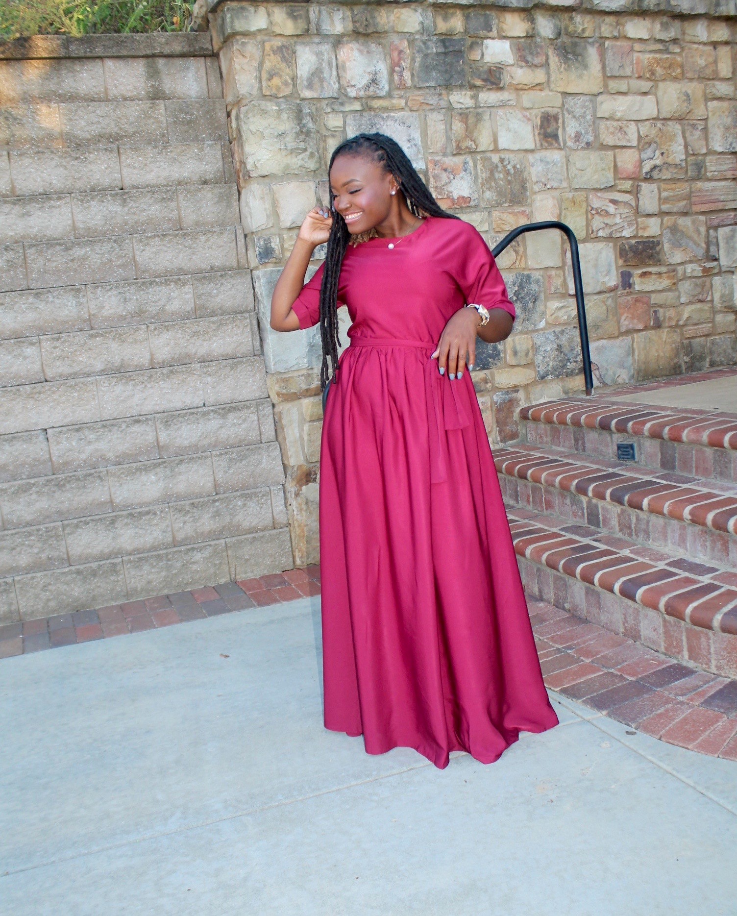 STYLE: PRETTY BURGUNDY DRESS +LINKUP