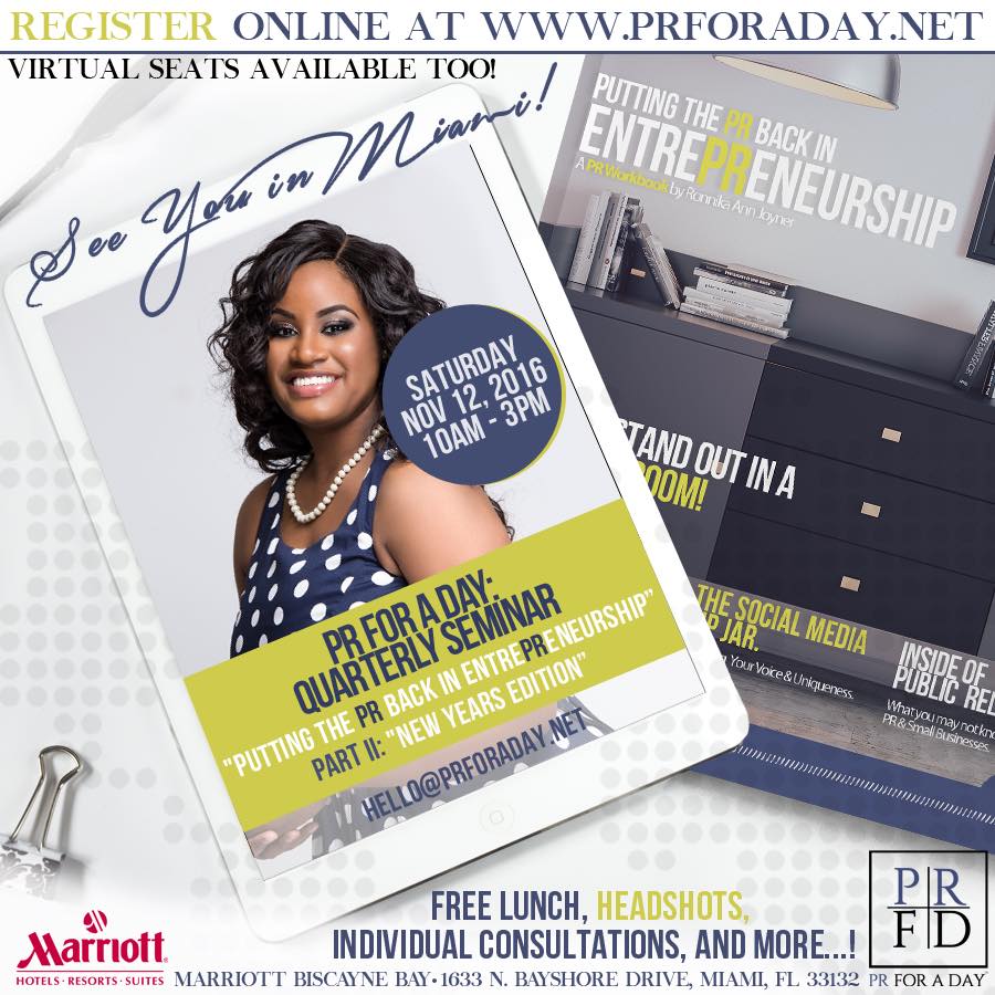 SOCIAL: PR FOR A DAY SEMINAR, MIAMI FLORIDA