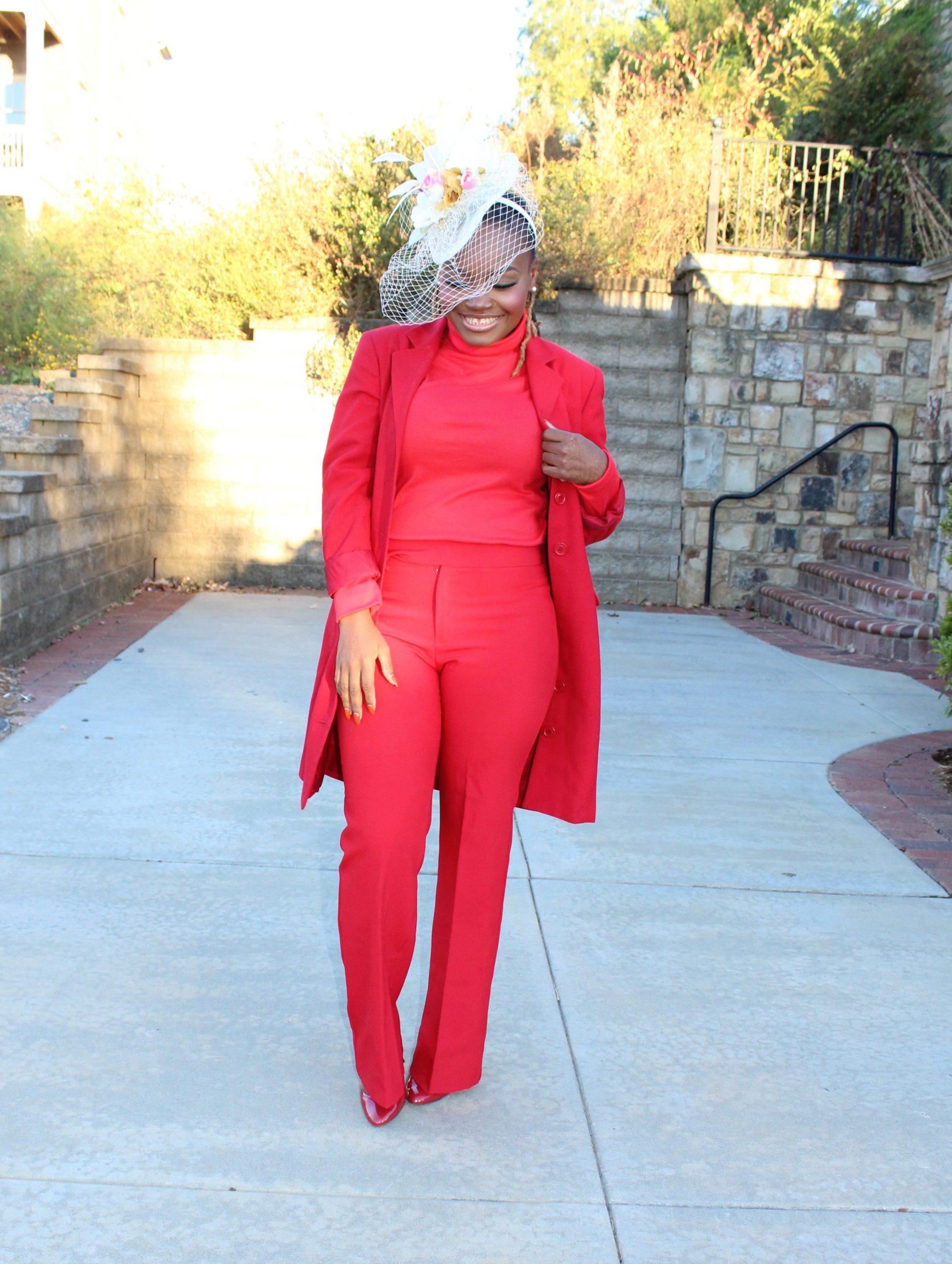 STYLE: BIG HAT BRUNCH RED SUIT