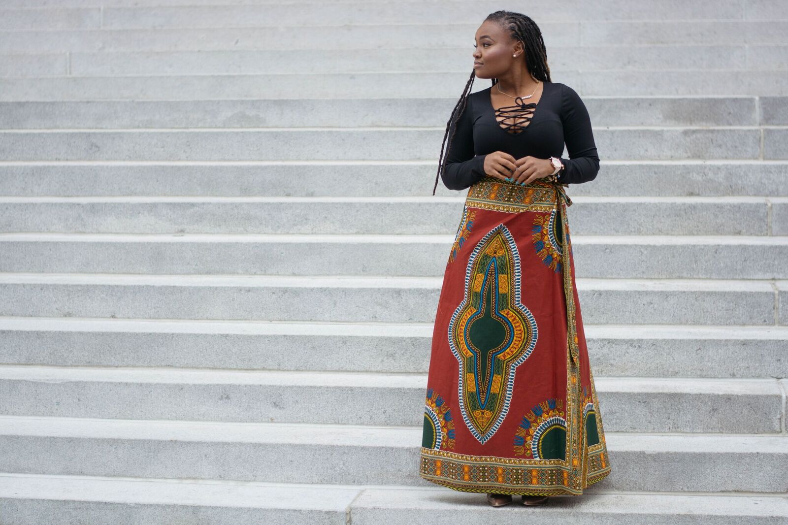STYLE: GLAMUP AFRICAN PRINTS MAXI SKIRT
