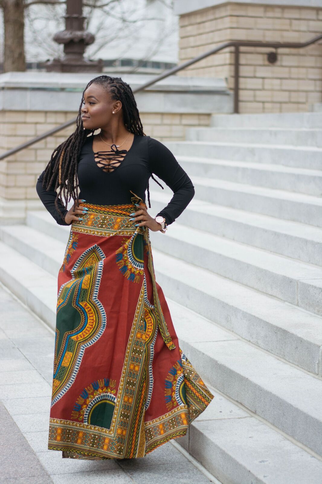 STYLE: GLAMUP AFRICAN PRINTS MAXI SKIRT