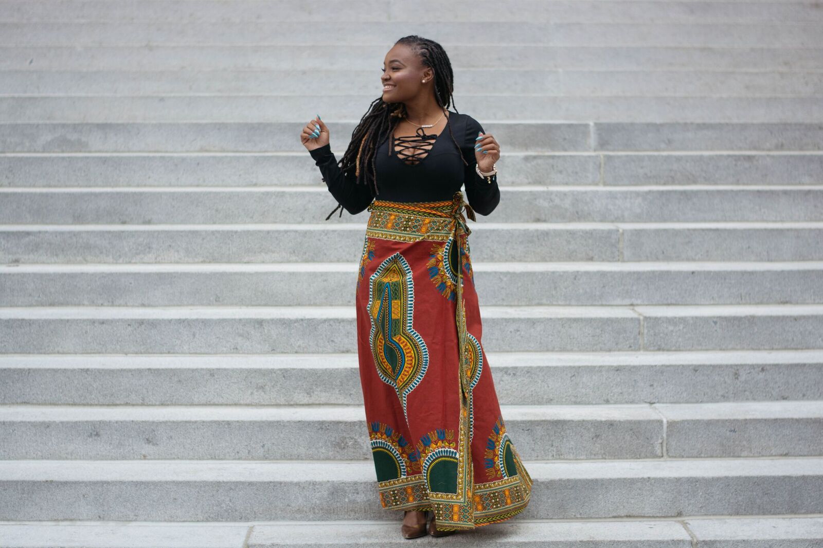 STYLE: GLAMUP AFRICAN PRINTS MAXI SKIRT
