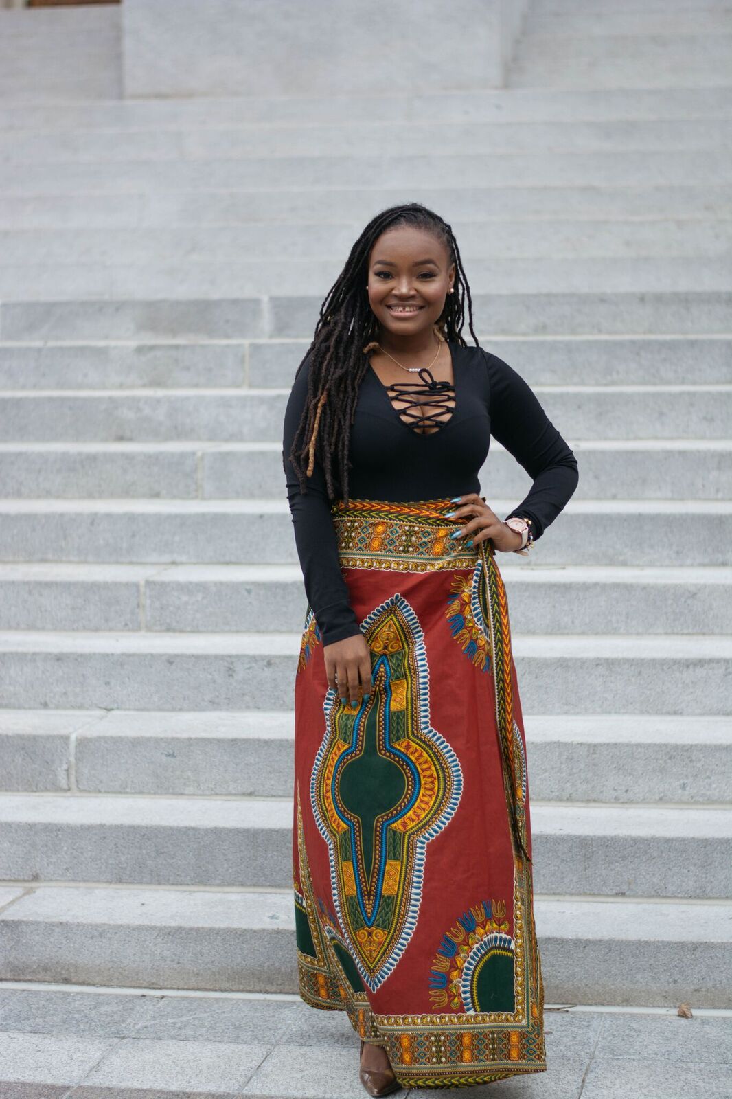 STYLE: GLAMUP AFRICAN PRINTS MAXI SKIRT