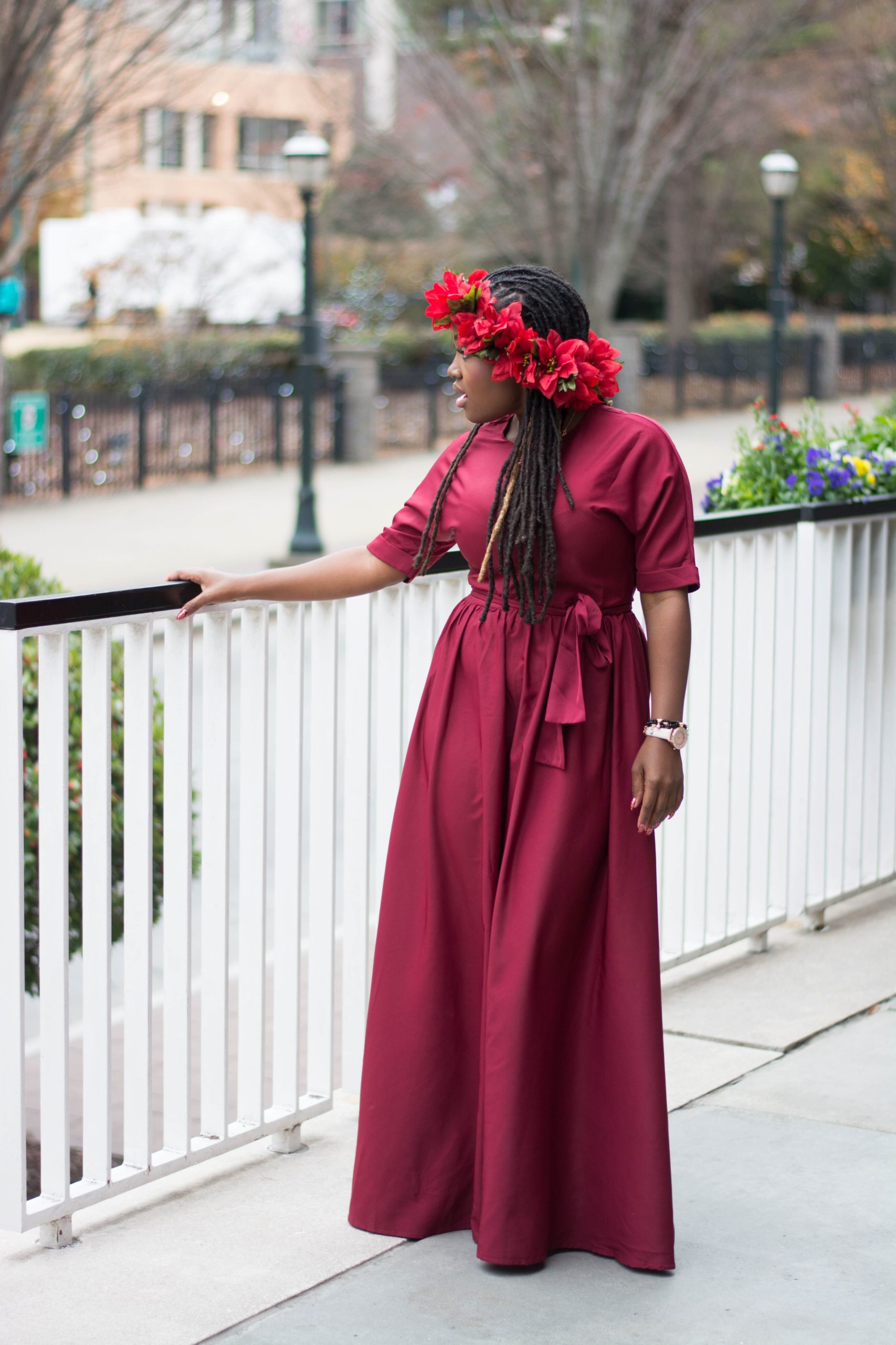 HOLIDAY INSPIRATION LOOKS- RED MAXI DRESS