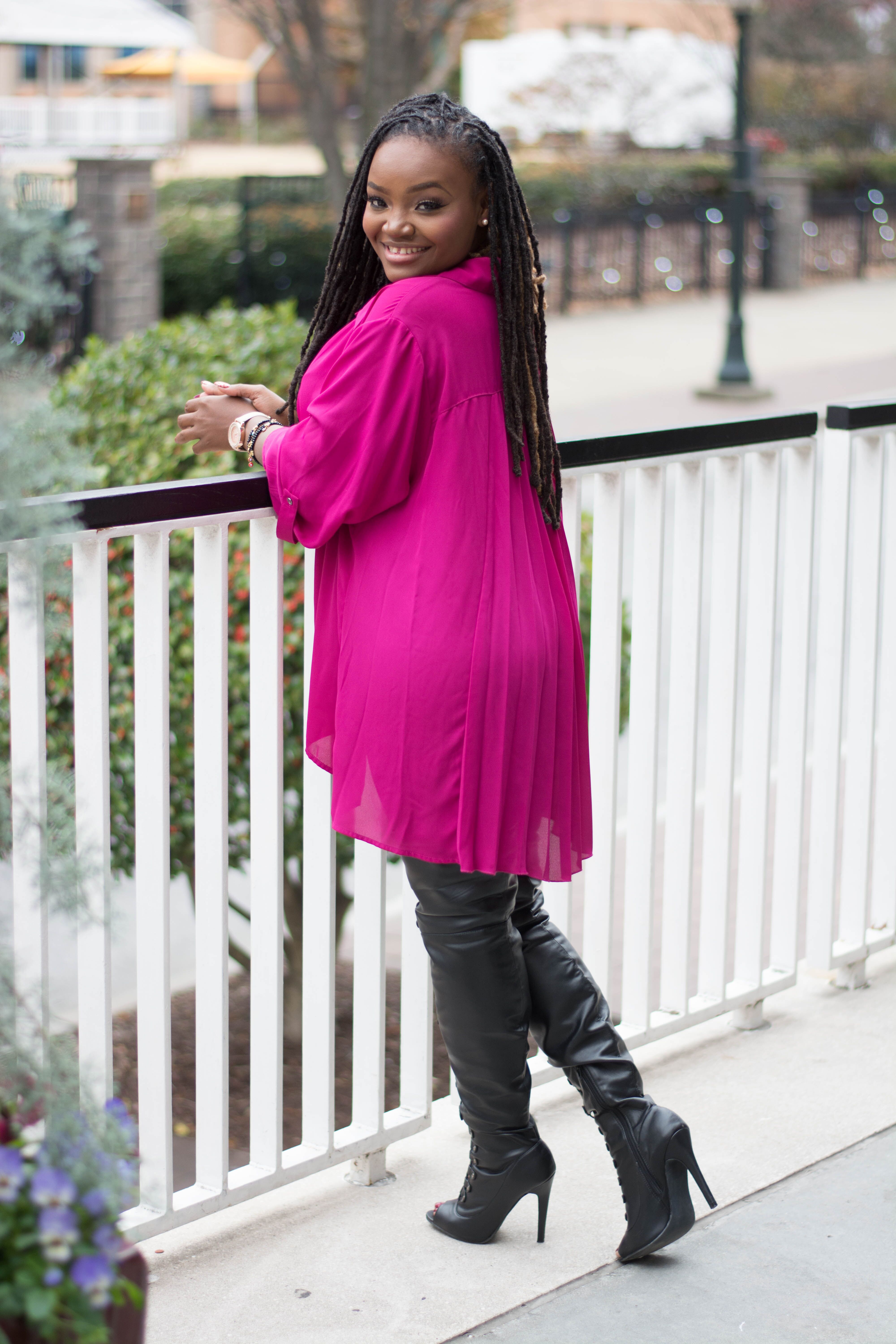 STYLE: PINK FLOWY TARGET OVERSIZED BLOUSE 