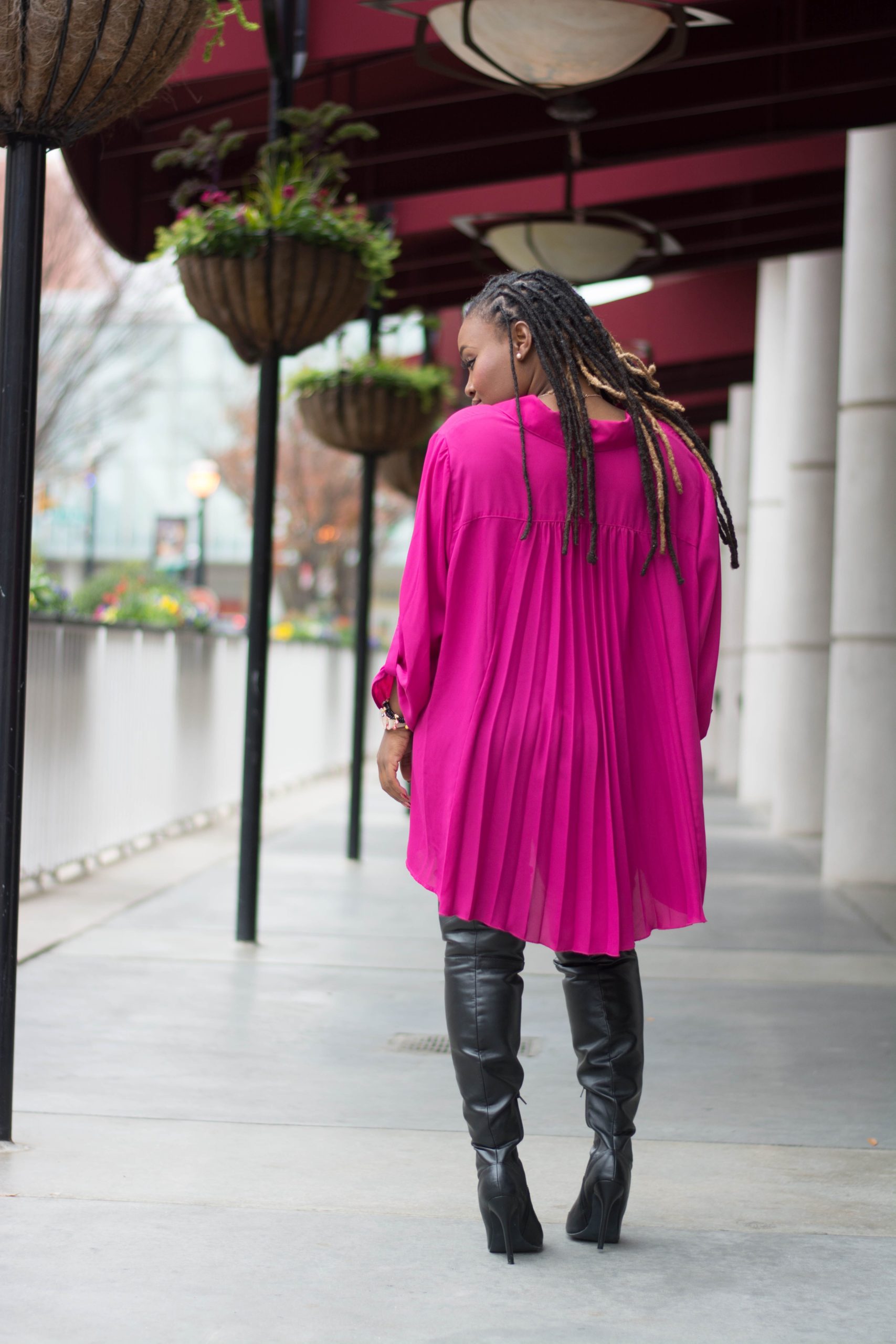 STYLE: PINK FLOWY TARGET OVERSIZED BLOUSE
