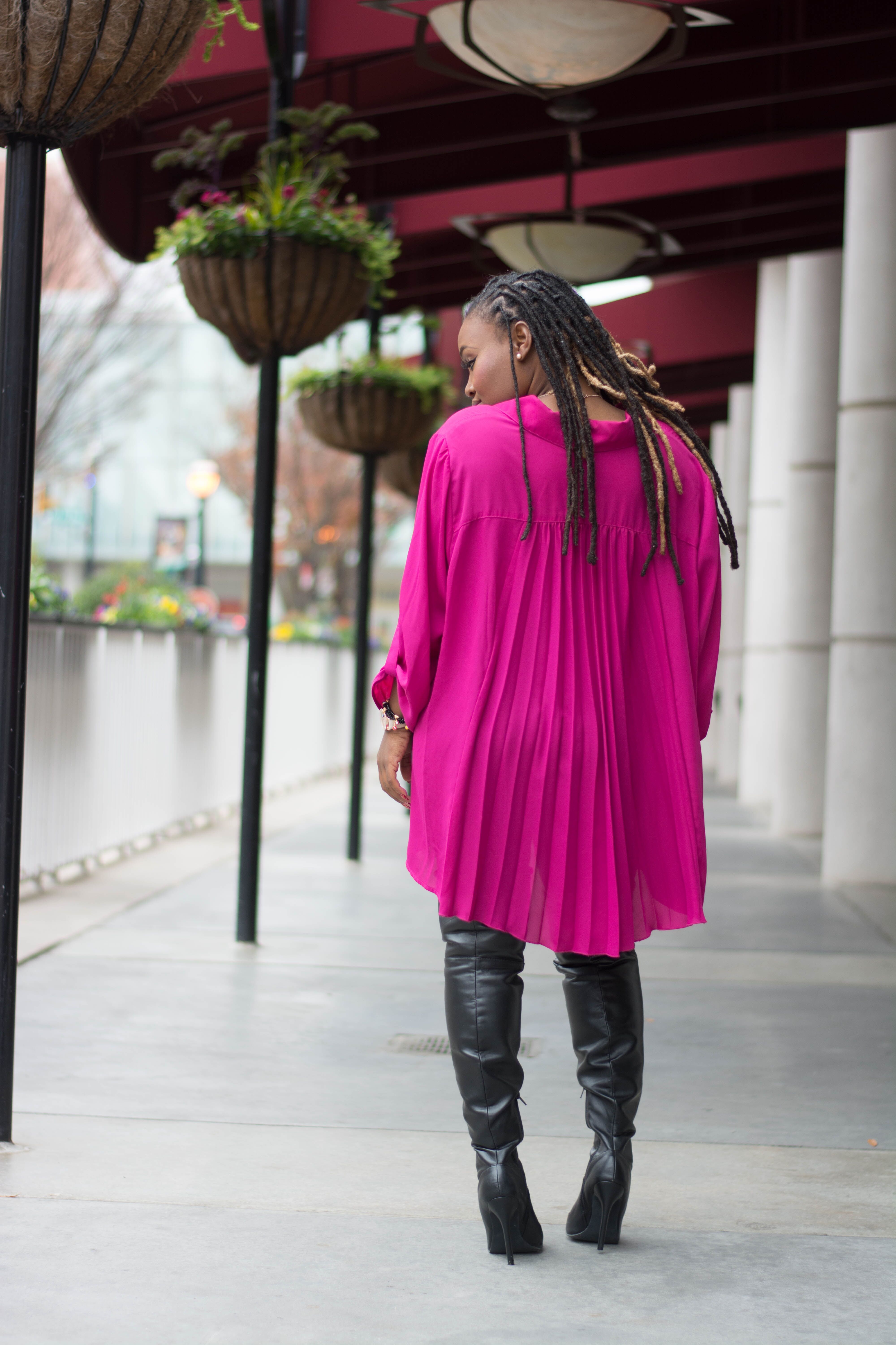 STYLE: PINK FLOWY TARGET OVERSIZED BLOUSE 