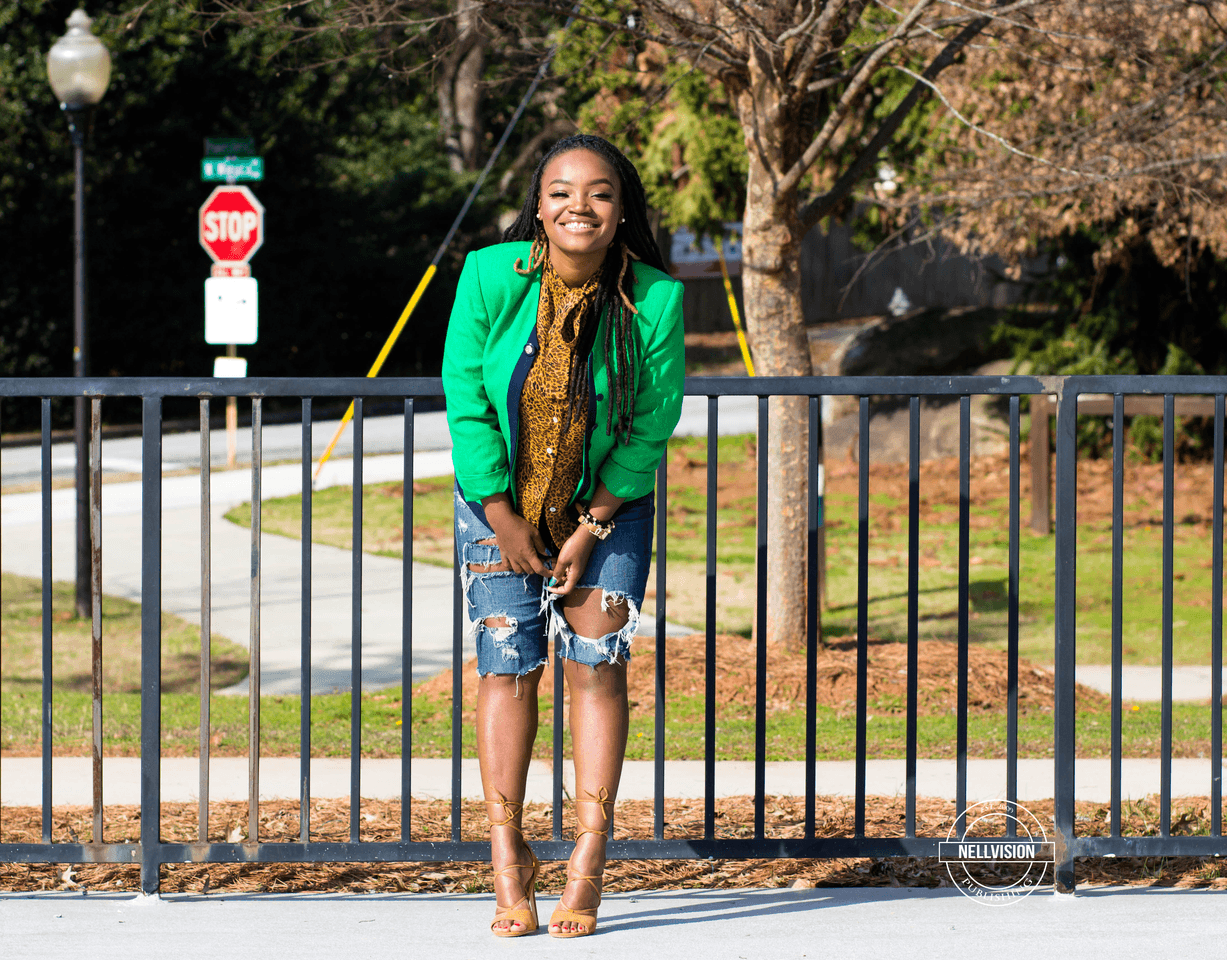 STYLE: GREEN BLAZER X RIPPED DENIM SHORTS