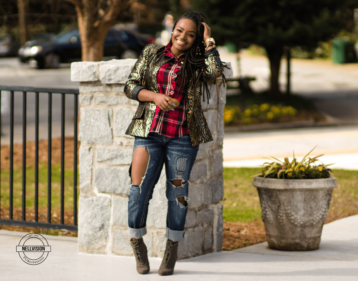 STYLE: BOOK SIGNING SPARKLY JACKET X RIPPED DENIM