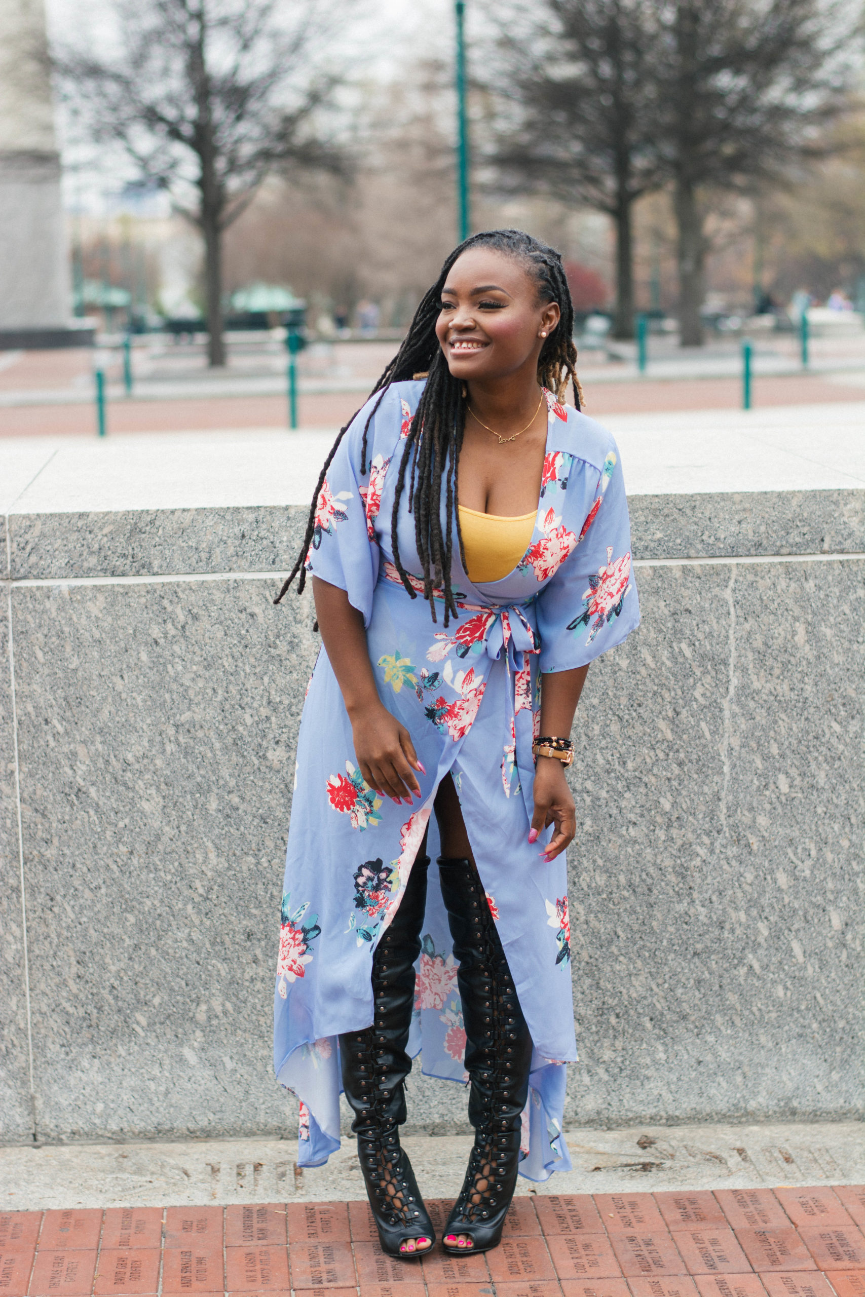 MAKE ME CHIC FLORAL WRAP MAXI DRESS