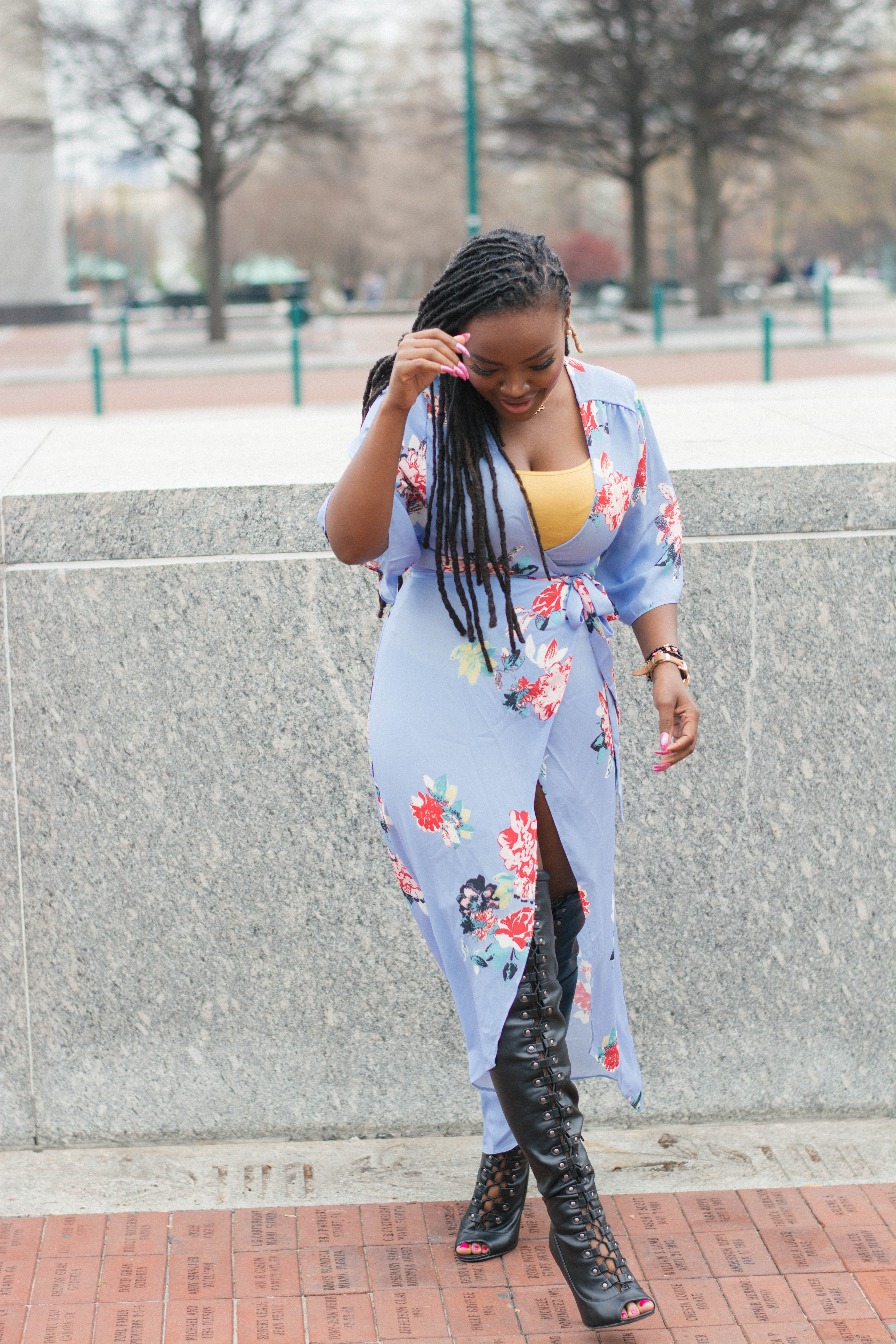 MAKE ME CHIC FLORAL WRAP MAXI DRESS