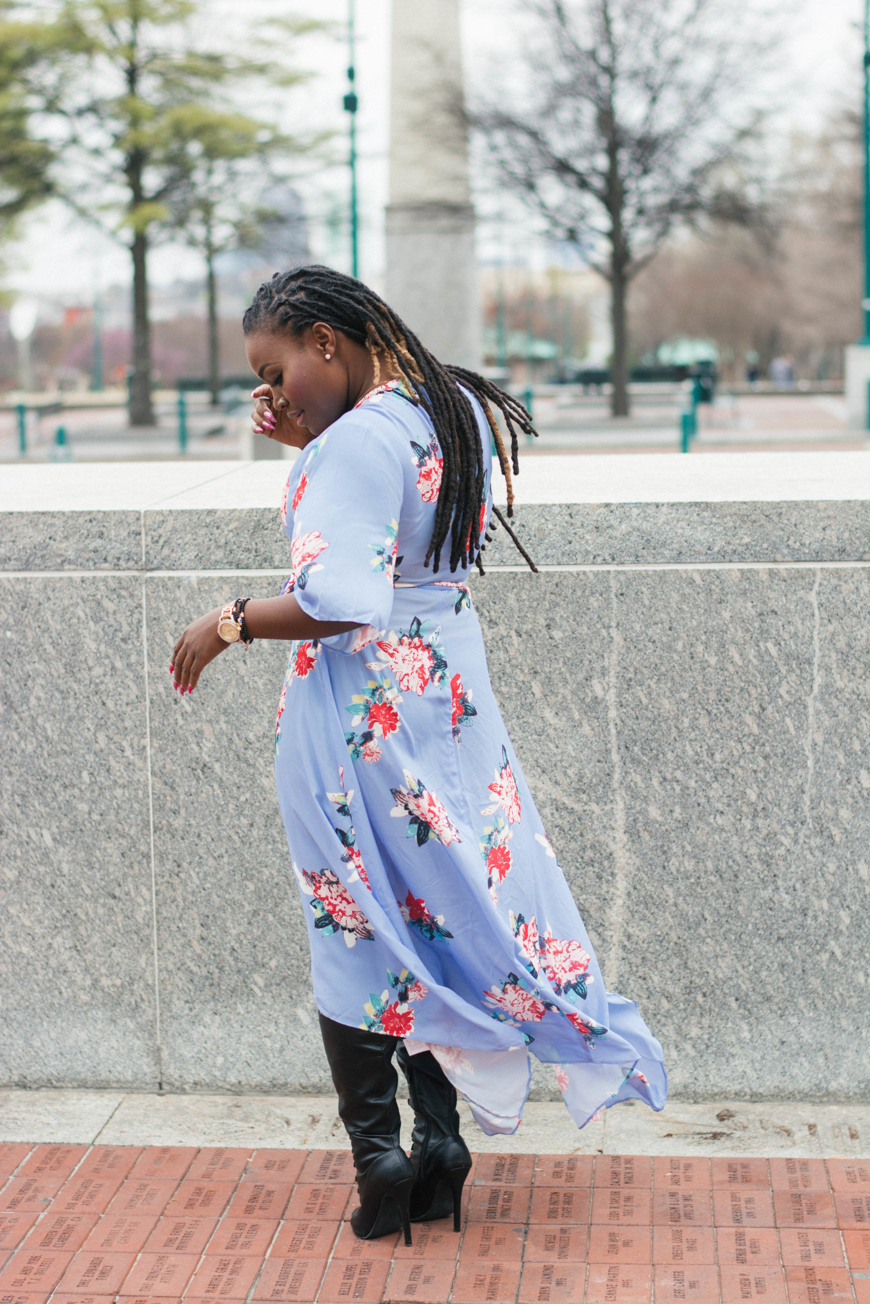 MAKE ME CHIC FLORAL WRAP MAXI DRESS