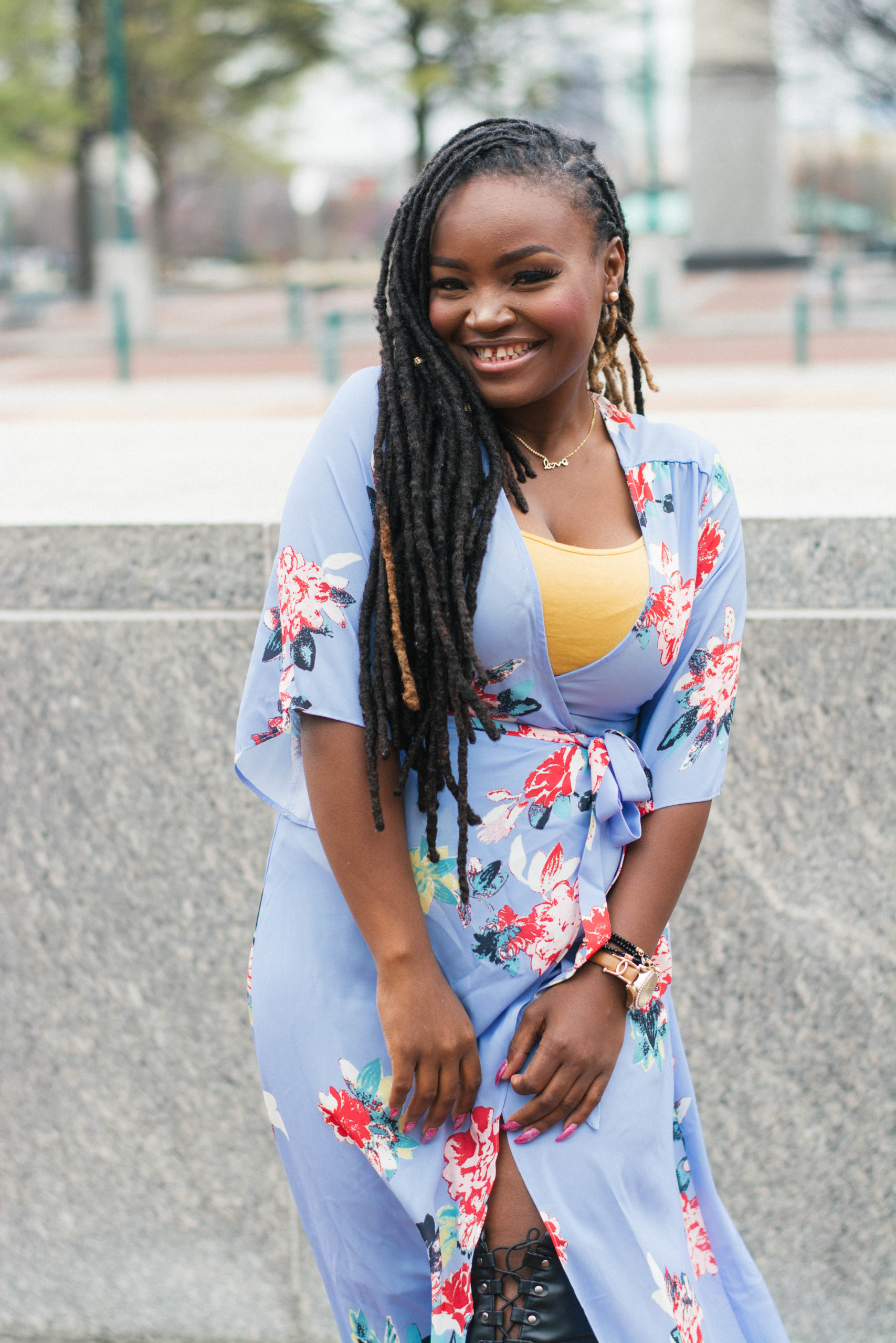 MAKE ME CHIC FLORAL WRAP MAXI DRESS