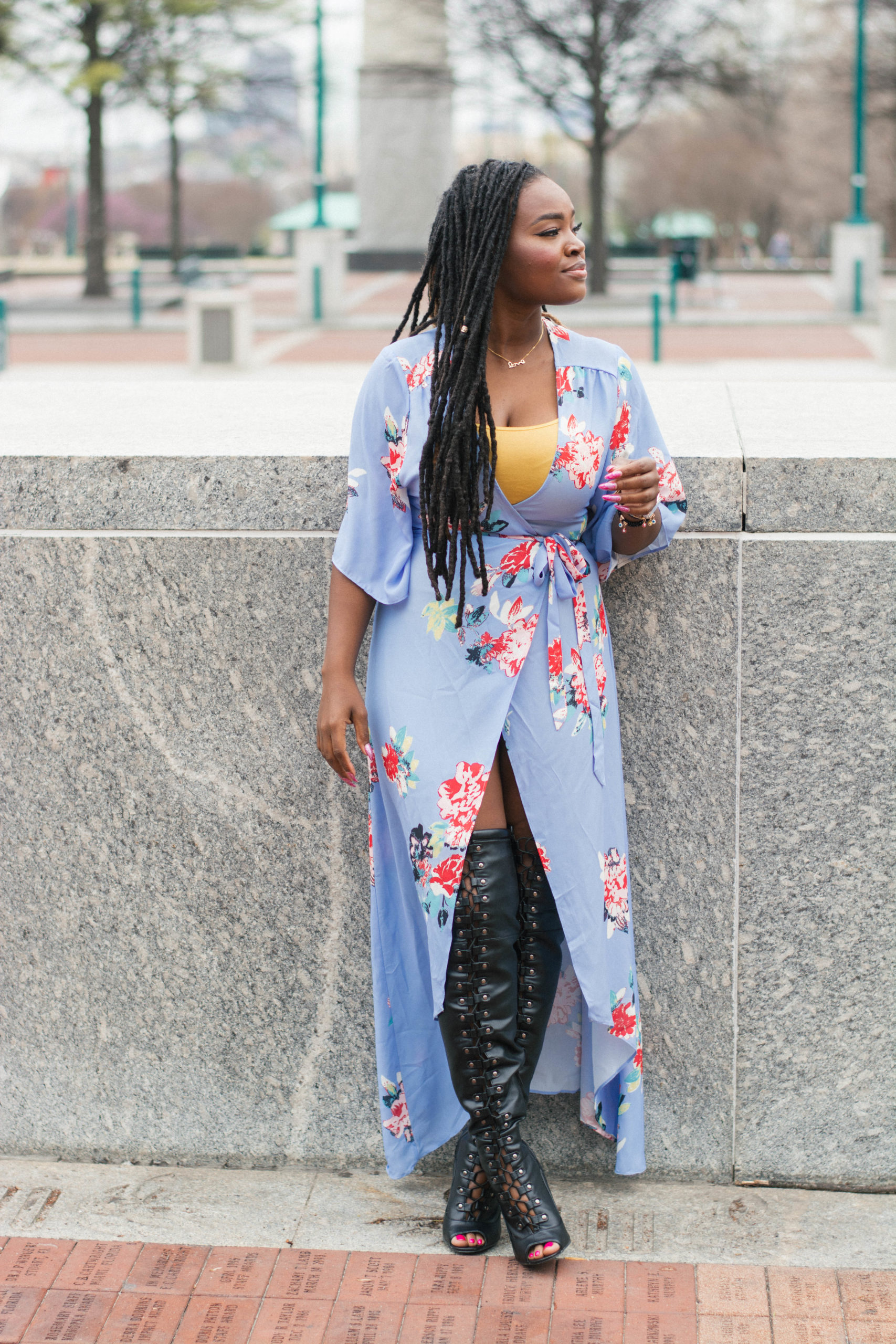 MAKE ME CHIC FLORAL WRAP MAXI DRESS