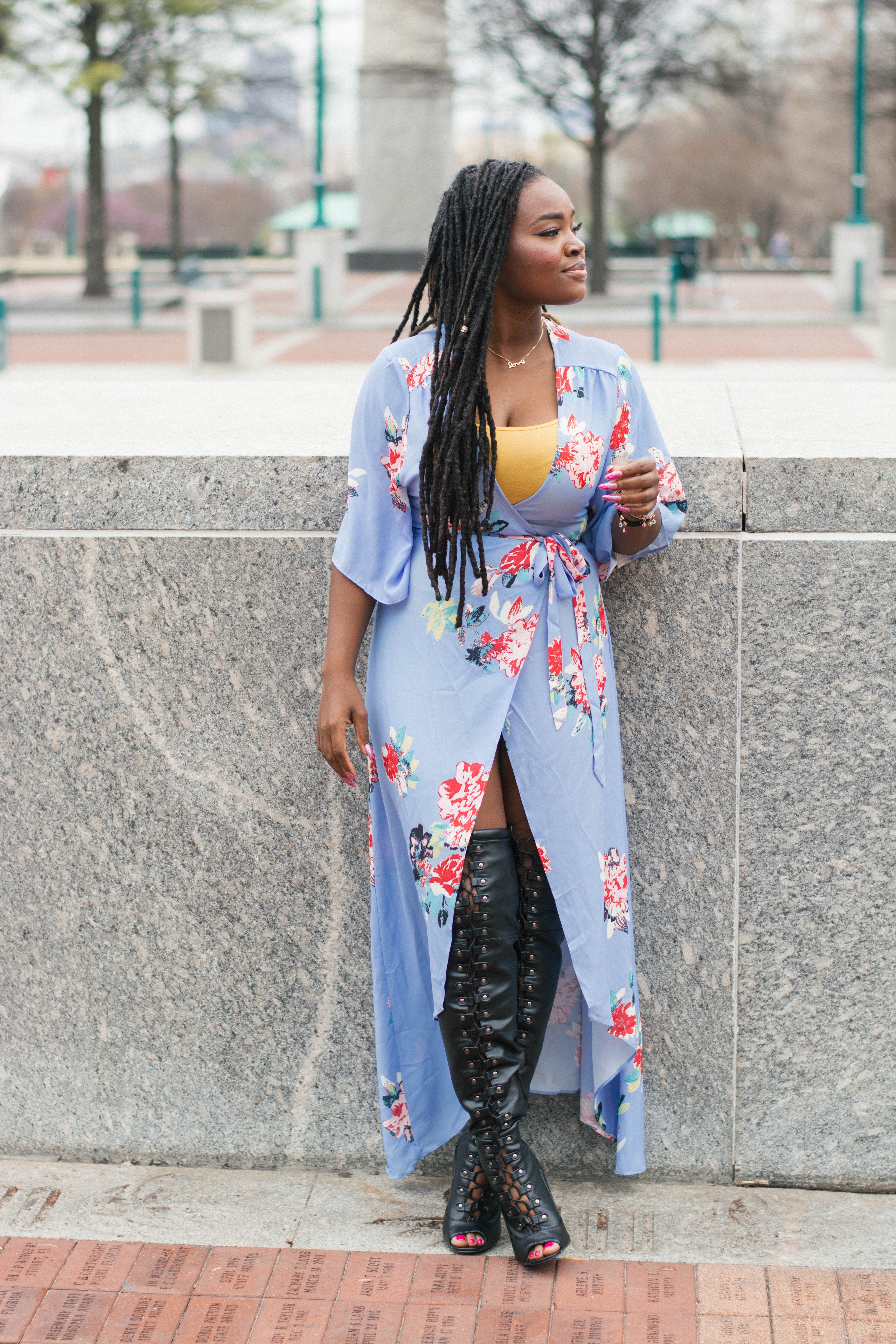 MAKE ME CHIC FLORAL WRAP MAXI DRESS 