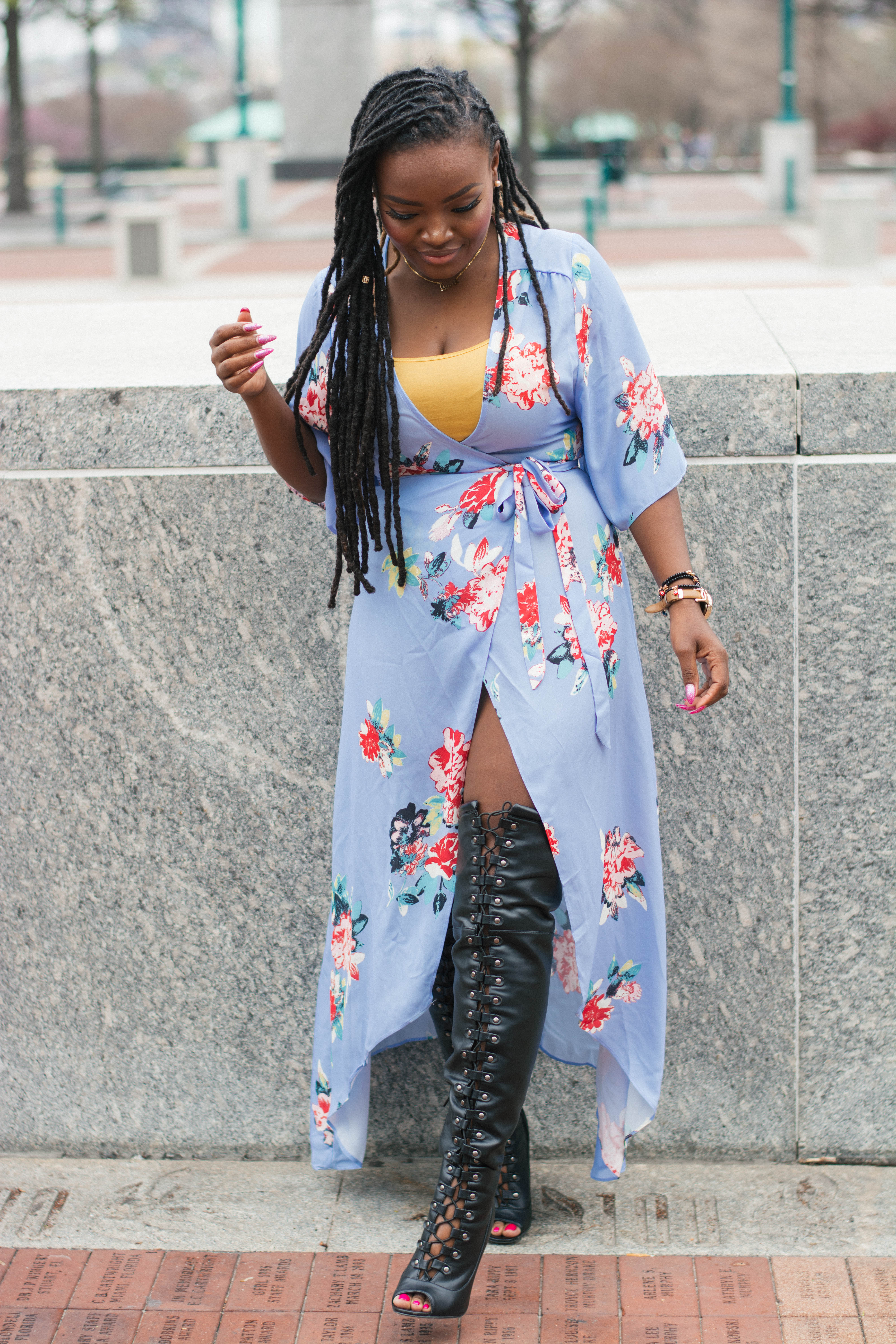 MAKE ME CHIC FLORAL WRAP MAXI DRESS