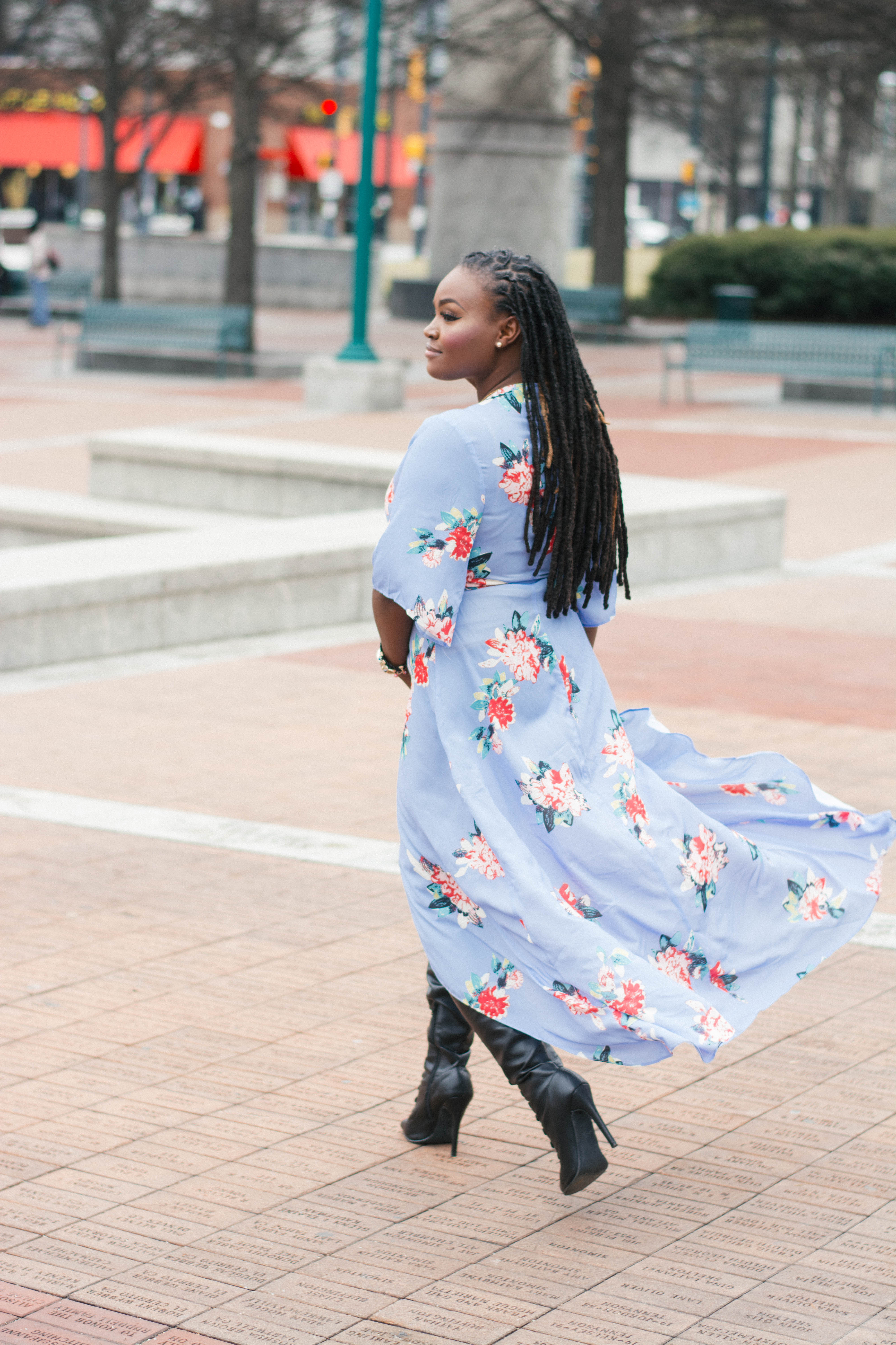 MAKE ME CHIC FLORAL WRAP MAXI DRESS