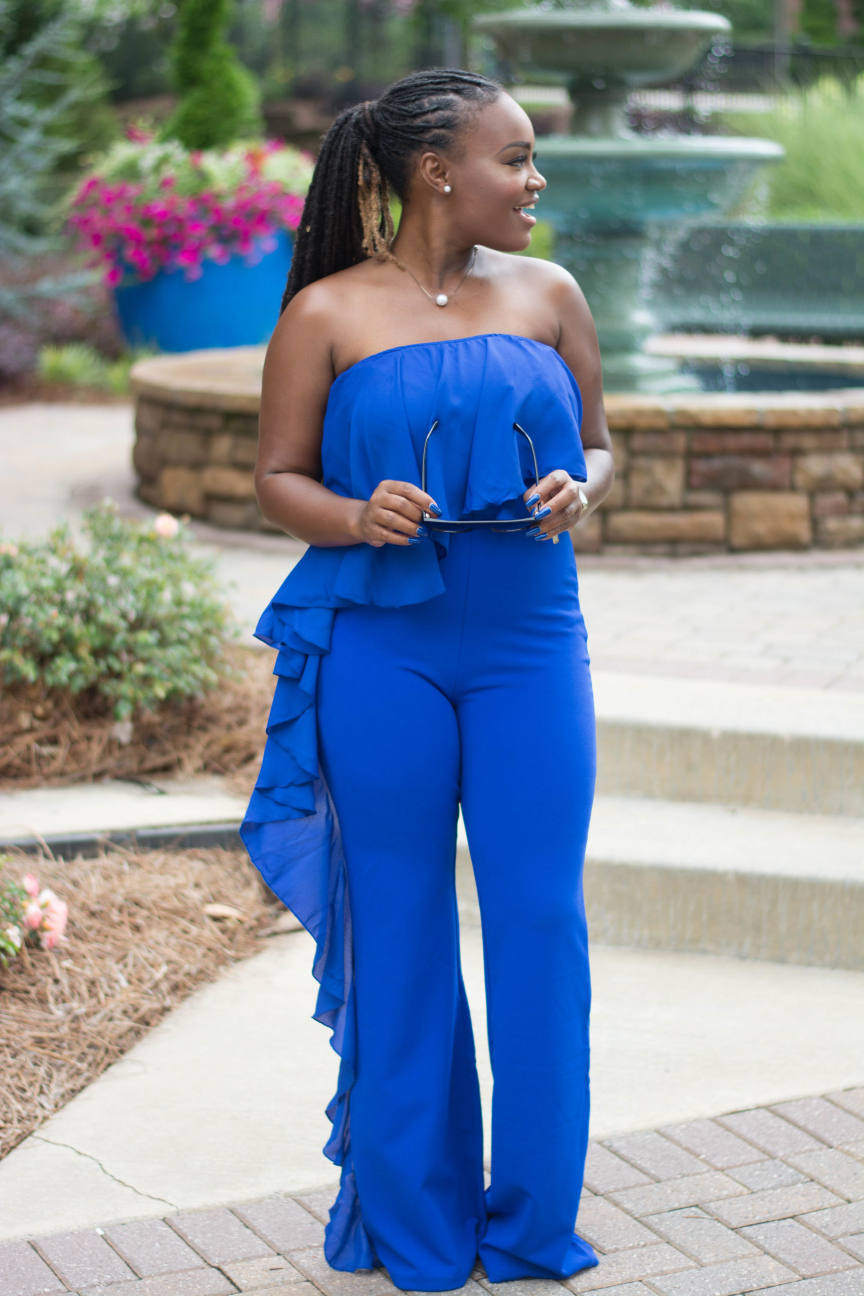 PRIIINCESSS FASHION WEEK- LOOK 1: SLAYVEN BOUTIQUE BLUE JUMPSUIT