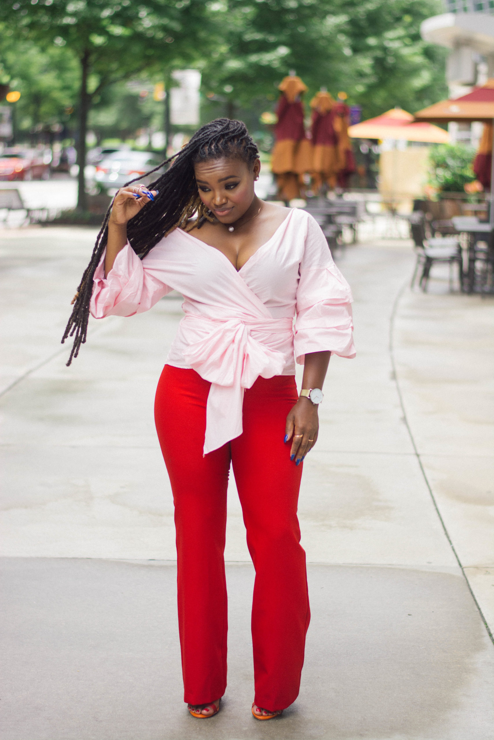 PFW-LOOK 5: MAKE ME CHIC PINK BELL SLEEVE BLOUSE