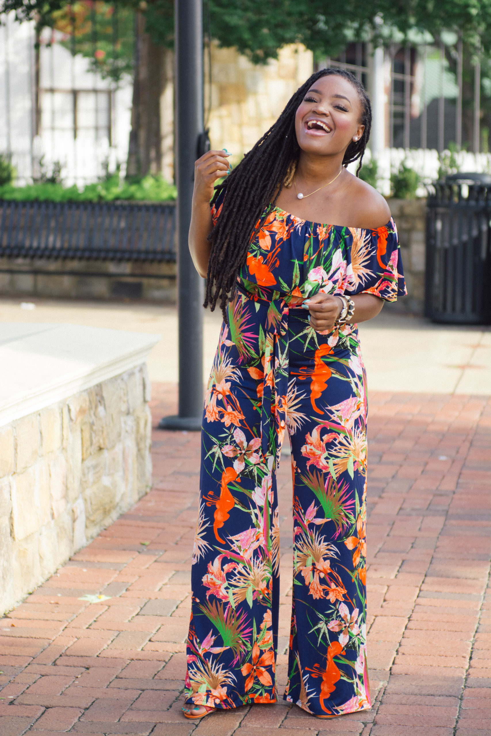 SUMMER FLORAL OFF THE SHOULDER JUMPSUIT 
