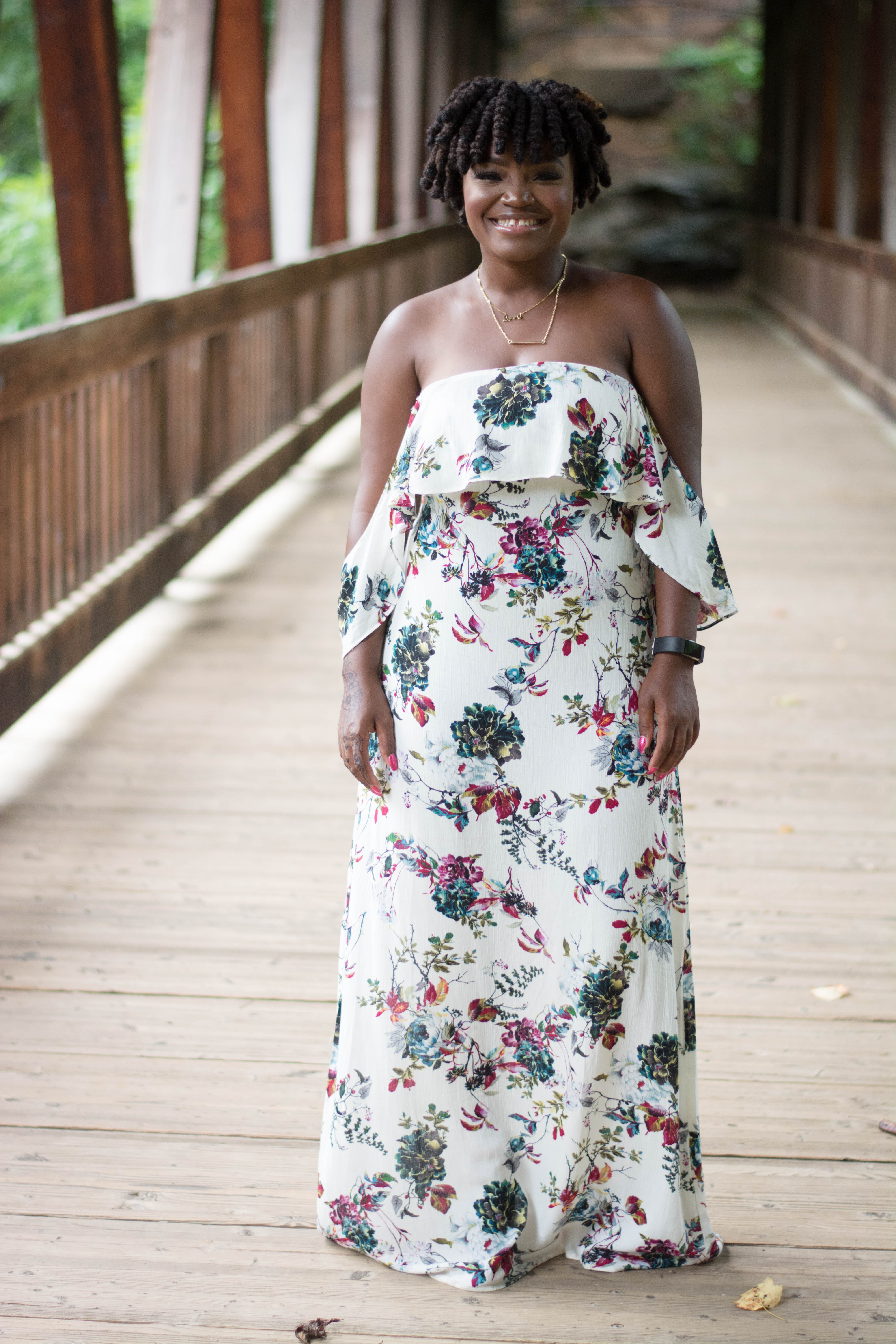 SUMMER CLOSEOUT FLORAL OFF THE SHOULDER DRESS