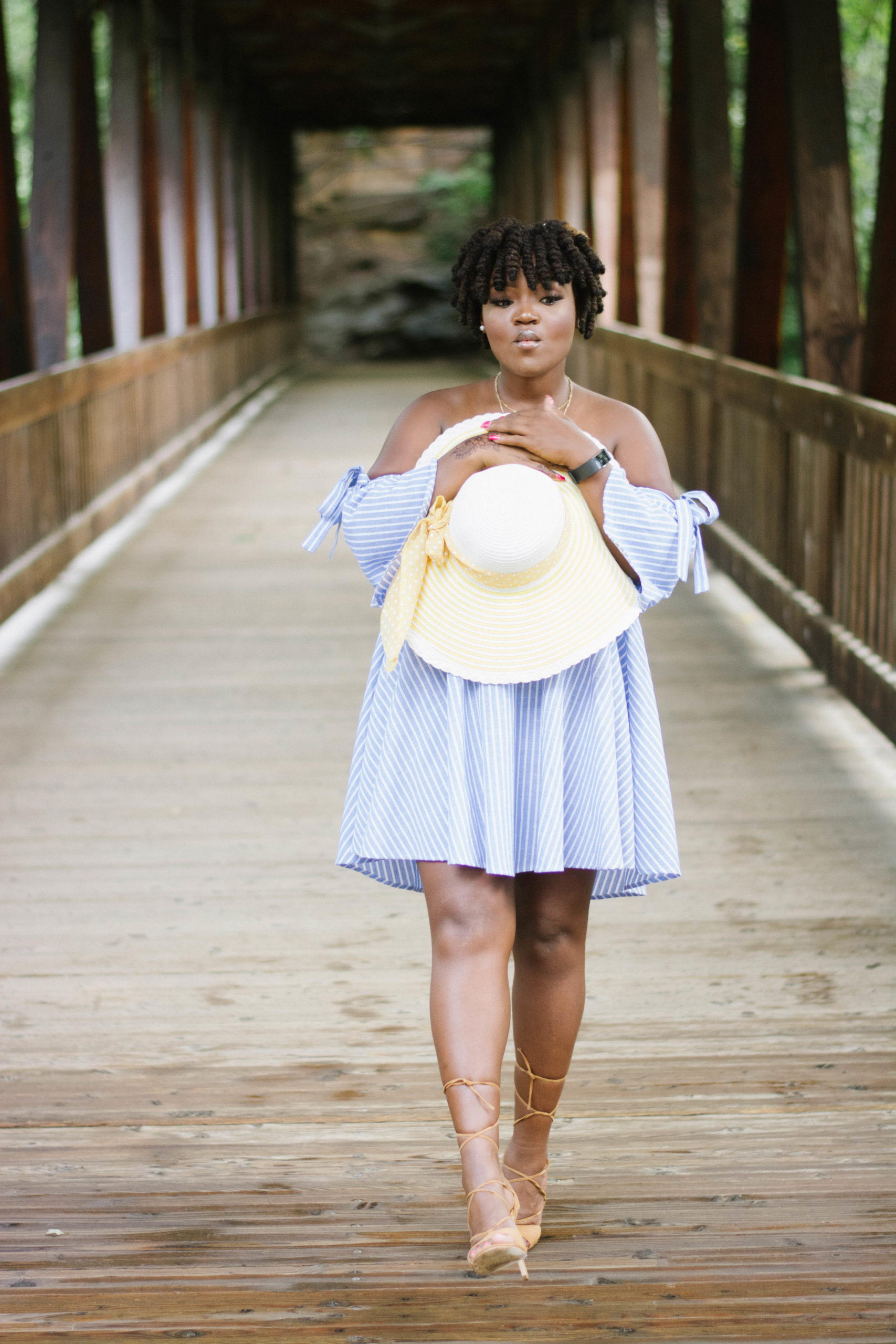 SUMMER CLOSEOUT- OFF THE SHOULDER STRIPED DRESS