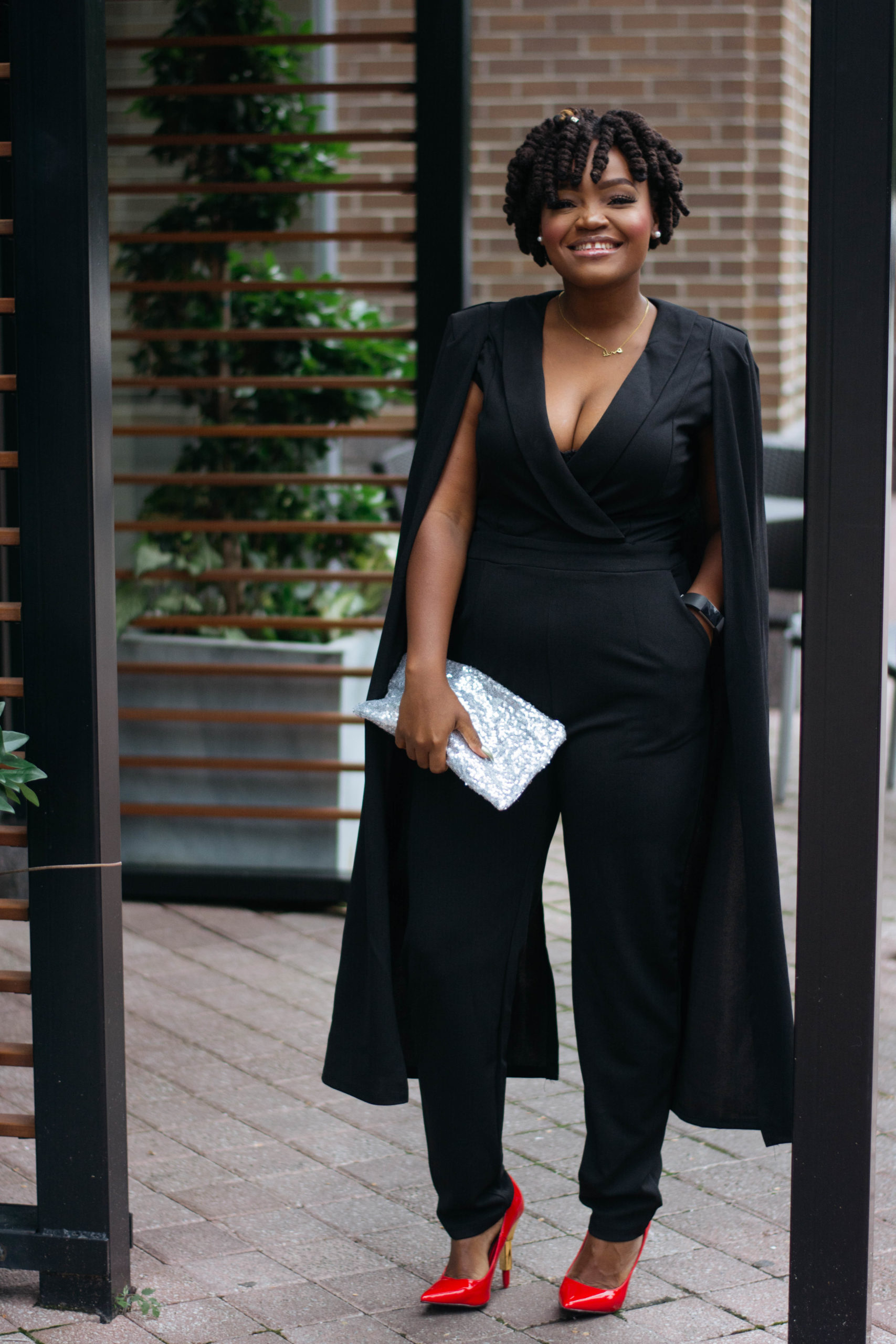 WPS: GLAM NIGHT OUT- BLACK CAPE JUMPSUIT
