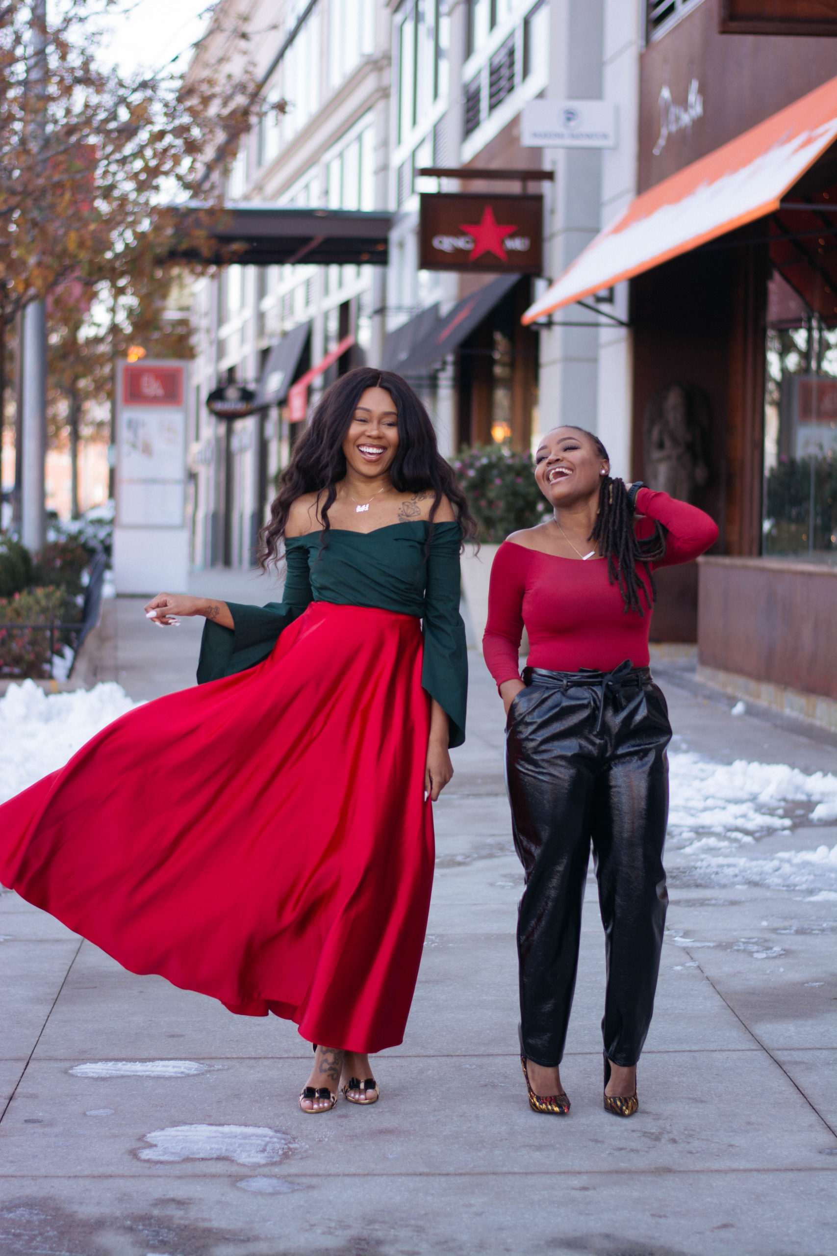 HOLIDAY BLOGGERS BRUNCH: RED BODYSUIT X PAPERBAG PANTS