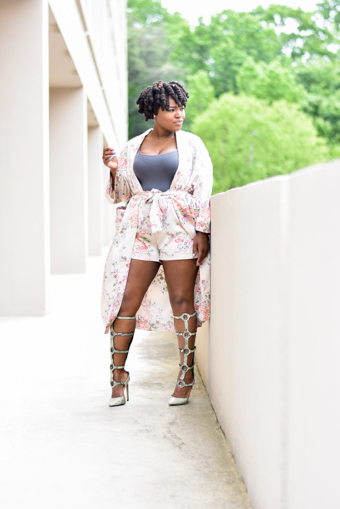 REPEATS: SPRING PINK FLORAL DUSTER SHORTS SET