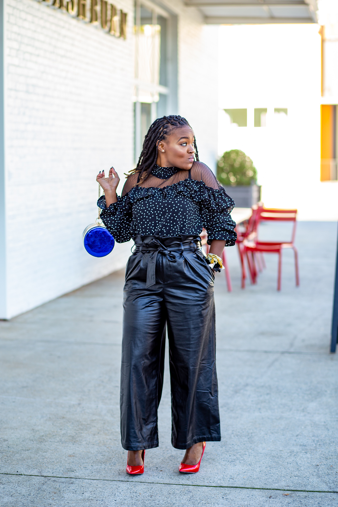 WORK CHIC: BLACK FAUX LEATHER TROUSER