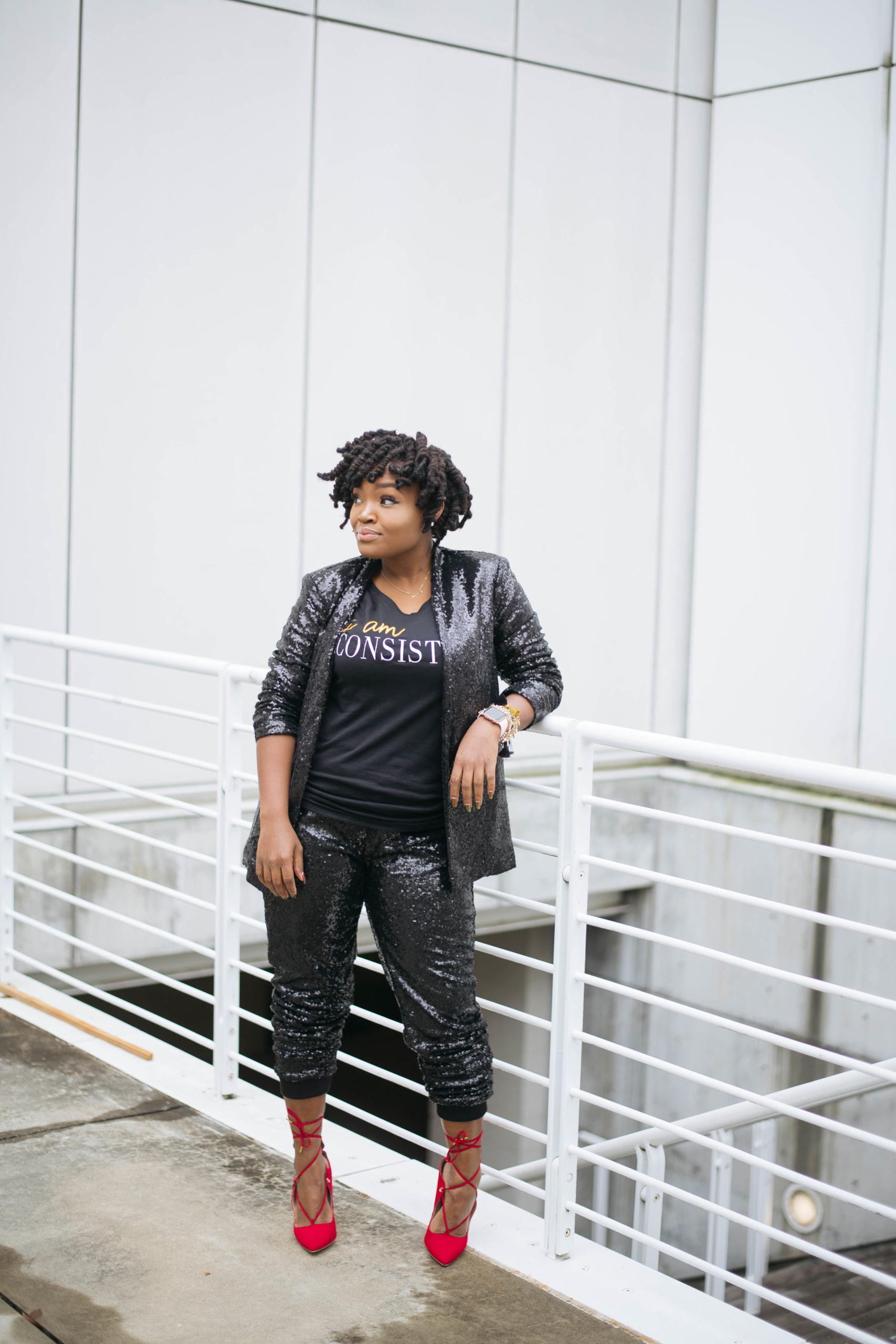 BLACK SEQUIN JOGGER SET
