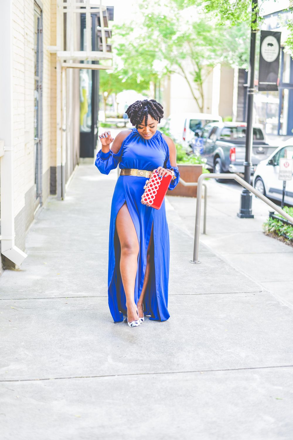 THE DOUBLE SPLIT BLUE DRESS- BLUE