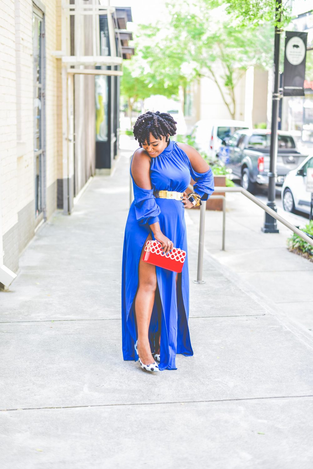 THE DOUBLE SPLIT BLUE DRESS- BLUE