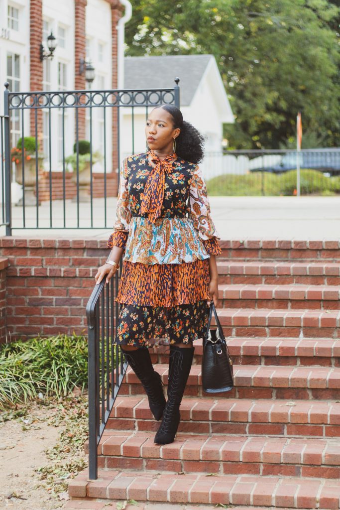 mixed print dress