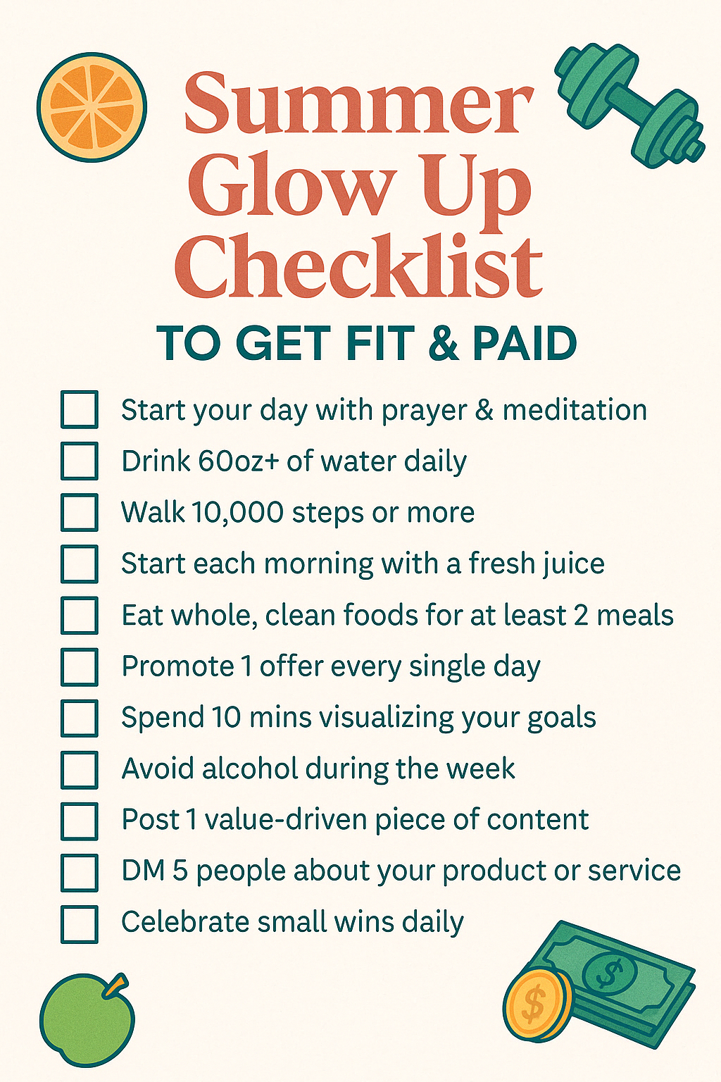 5 Steps Summer Glow Up Plan: To Get Paid and Get Fit