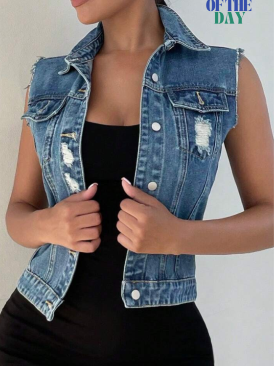 The Ultimate Layering Piece: SHEIN’s Ripped Denim Vest