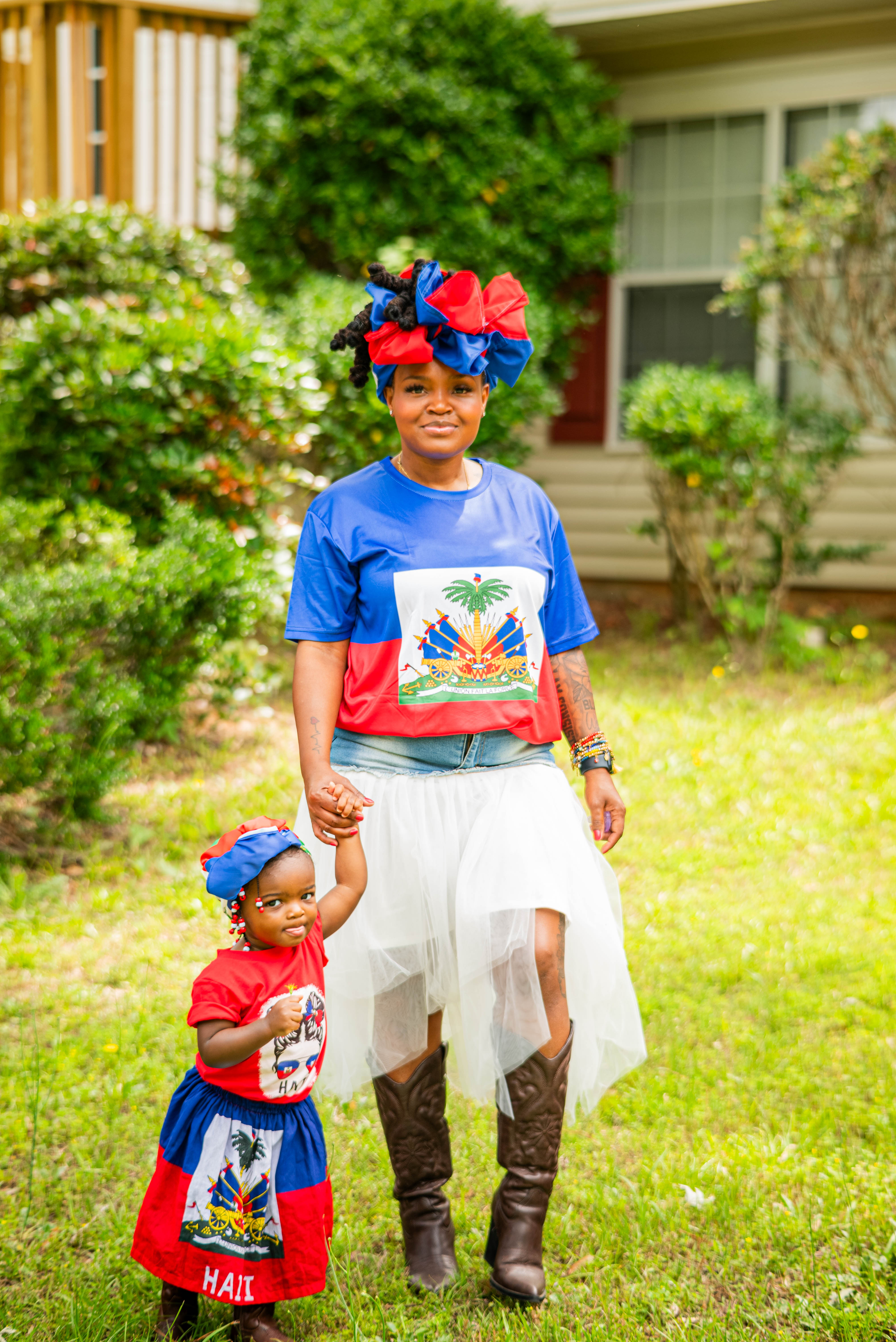 Celebrating Haitian Flag Day in Matching Mini Me Outfits
