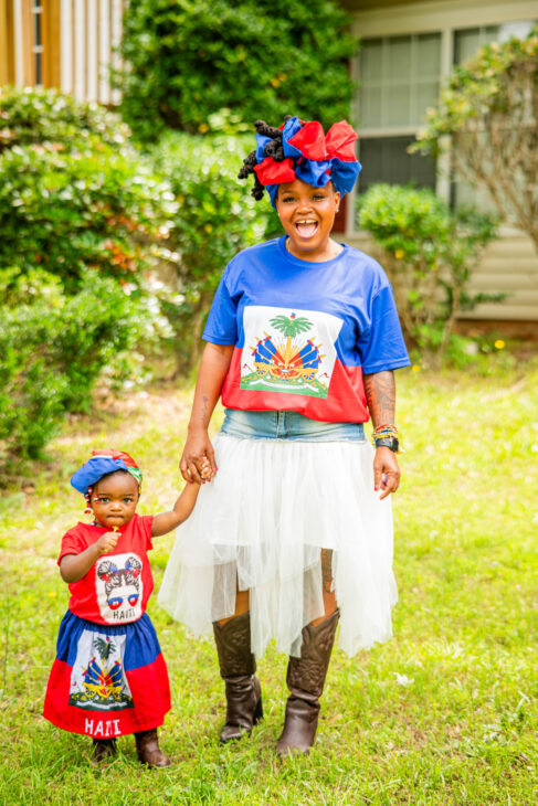 Celebrating Haitian Flag Day in Matching Mini Me Outfits