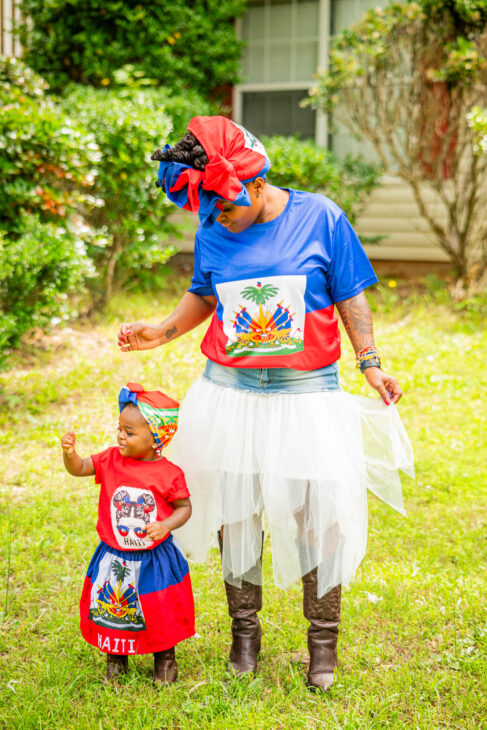 Celebrating Haitian Flag Day in Matching Mini Me Outfits