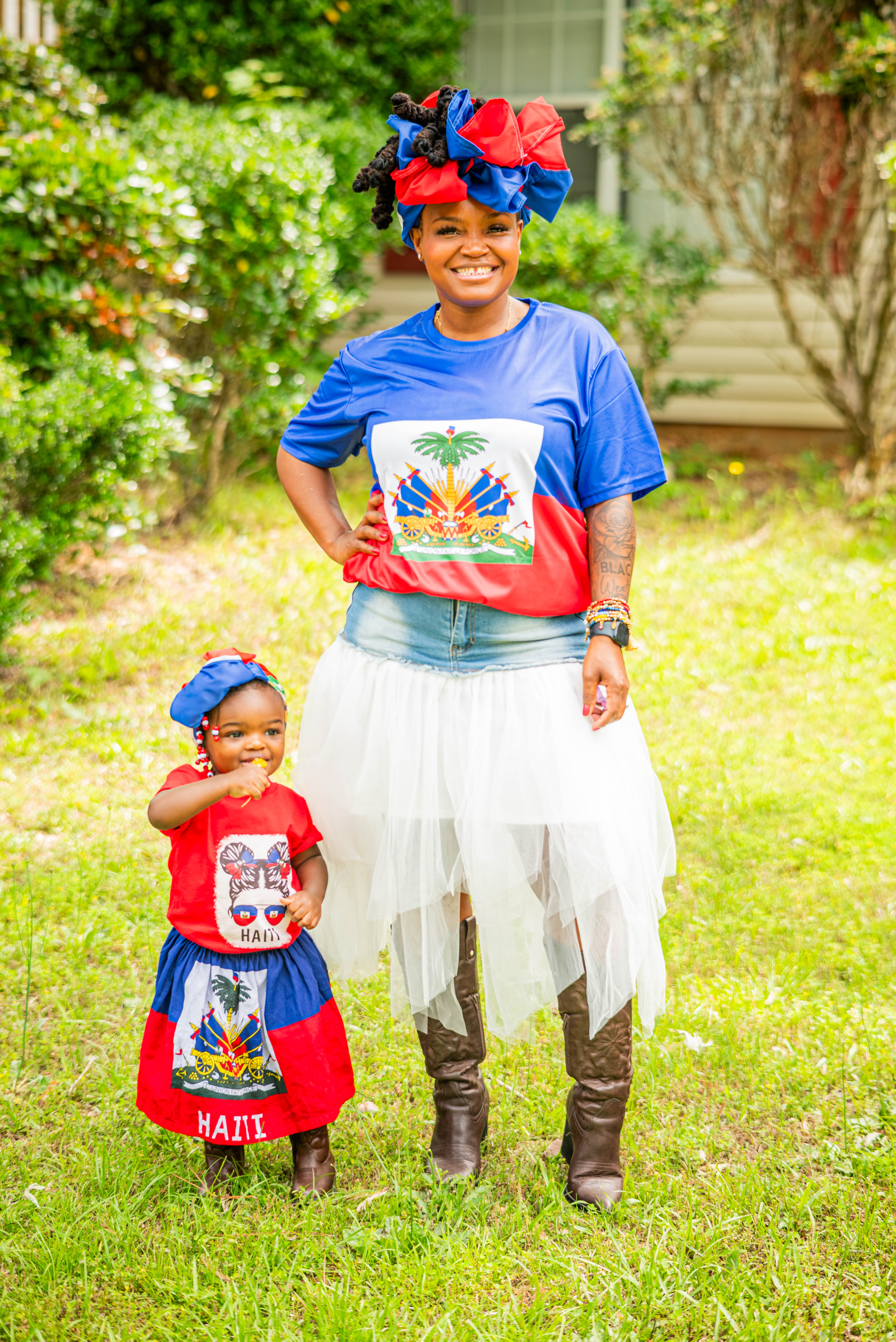 Celebrating Haitian Flag Day in Matching Mini Me Outfits