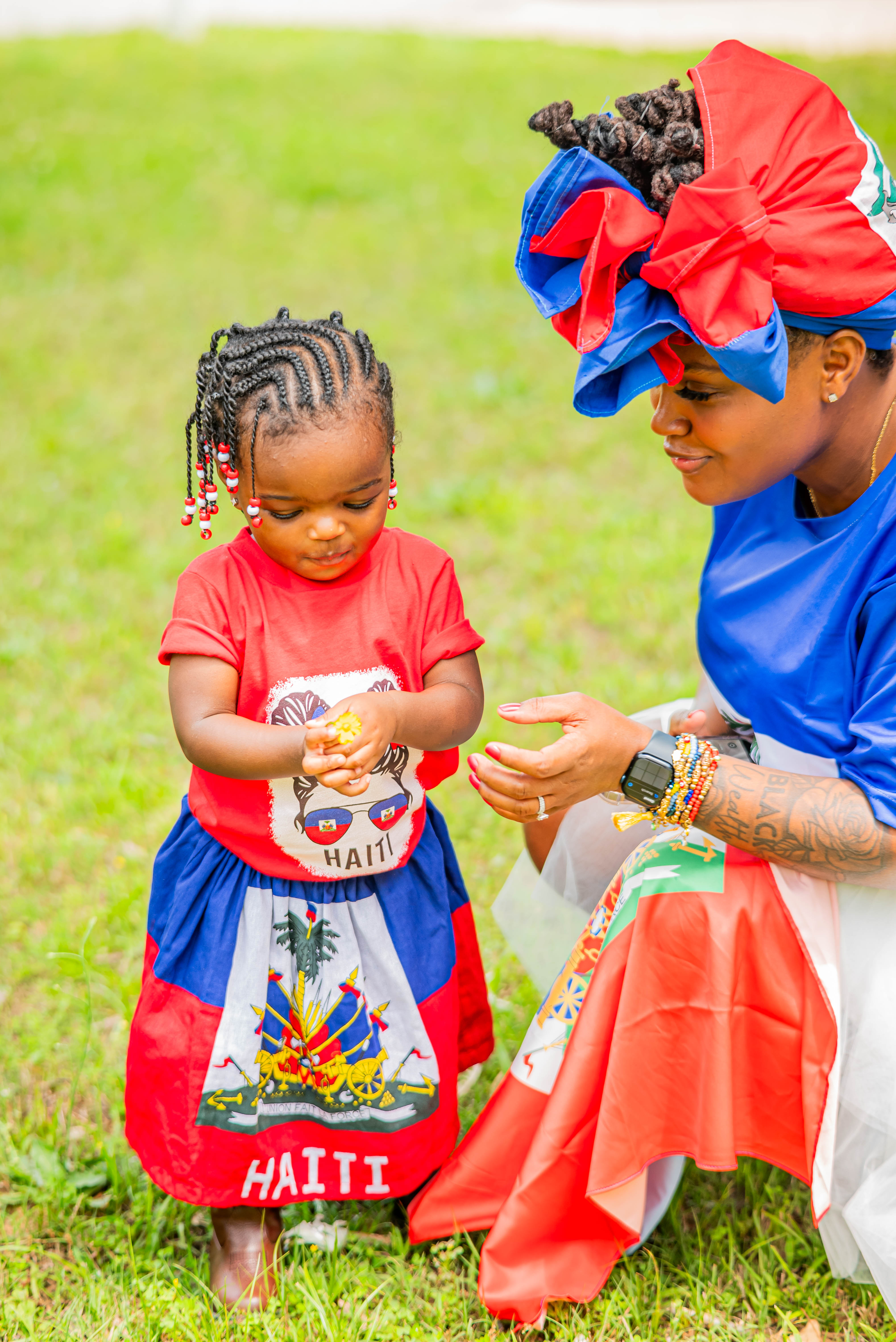 Celebrating Haitian Flag Day in Matching Mini Me Outfits