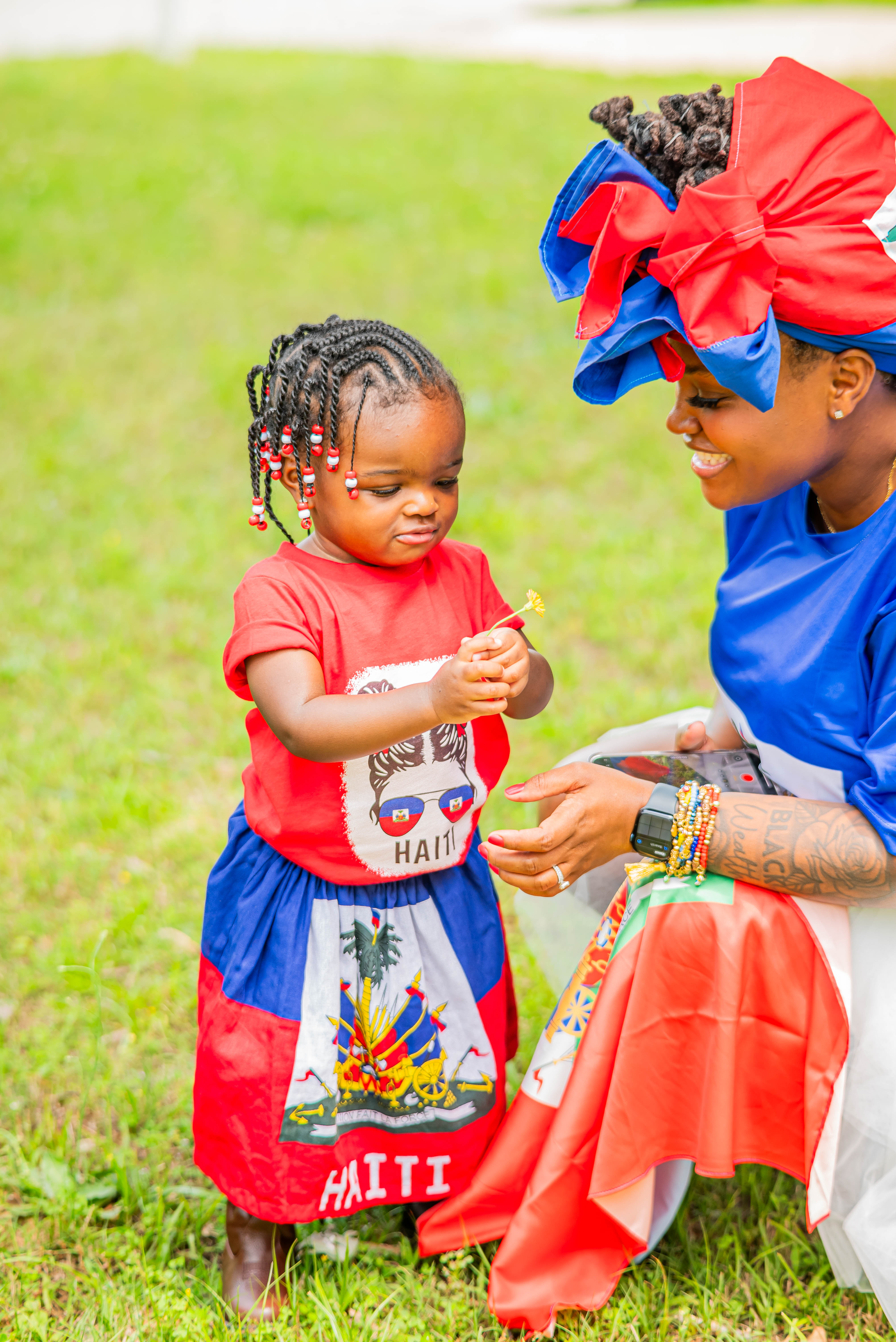 Celebrating Haitian Flag Day in Matching Mini Me Outfits